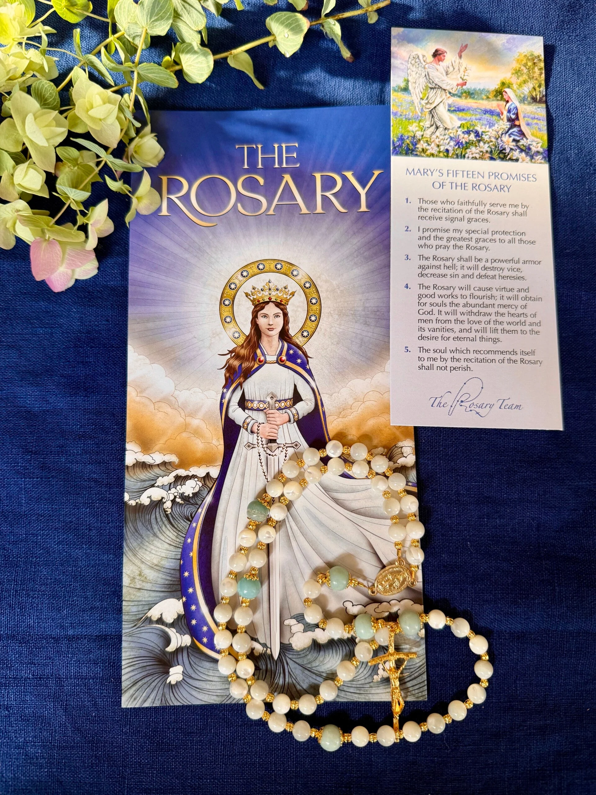 Handmade Mother of Pearl Gemstone Rosary Bundle - Image 3