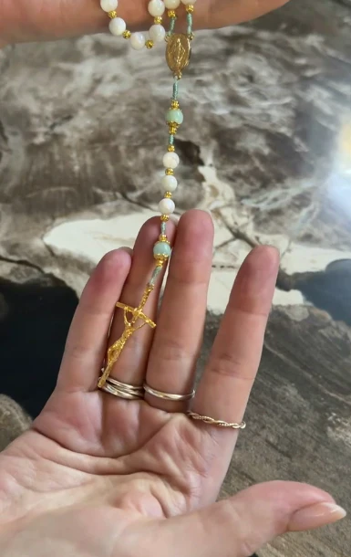 Handmade Mother of Pearl Gemstone Rosary Bundle - Image 4