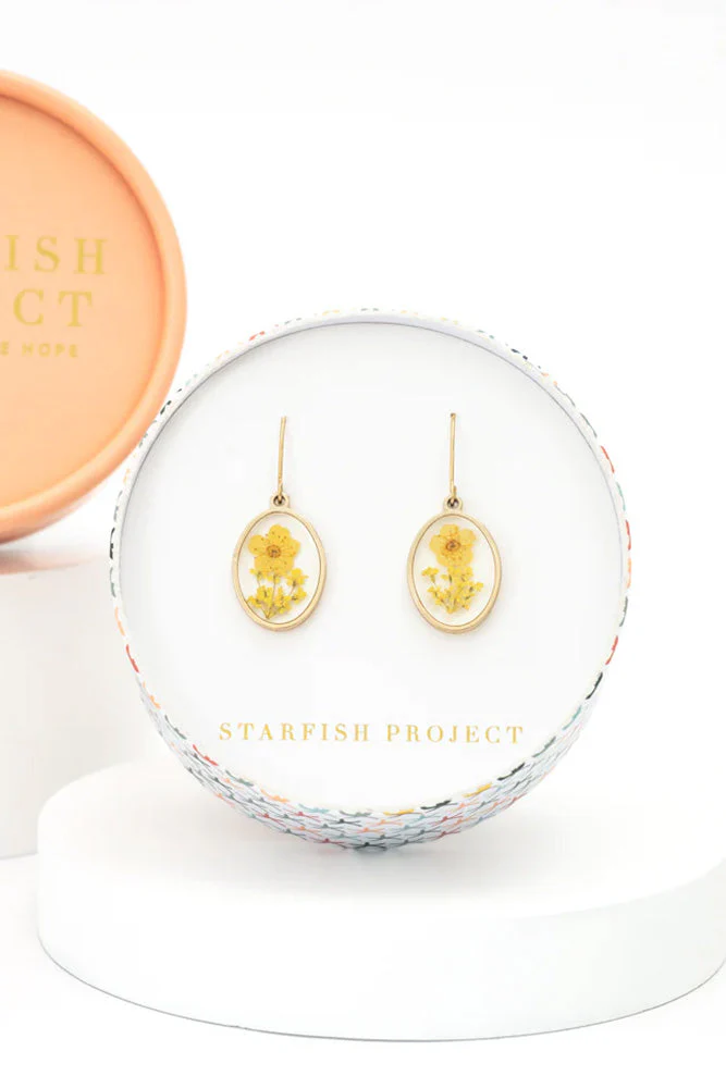 Handmade Tiny Yellow Flower Earrings - Image 3