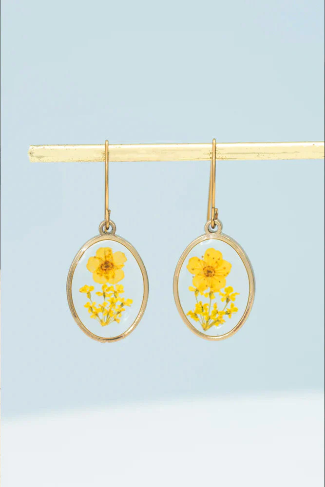 Handmade Tiny Yellow Flower Earrings - Image 4