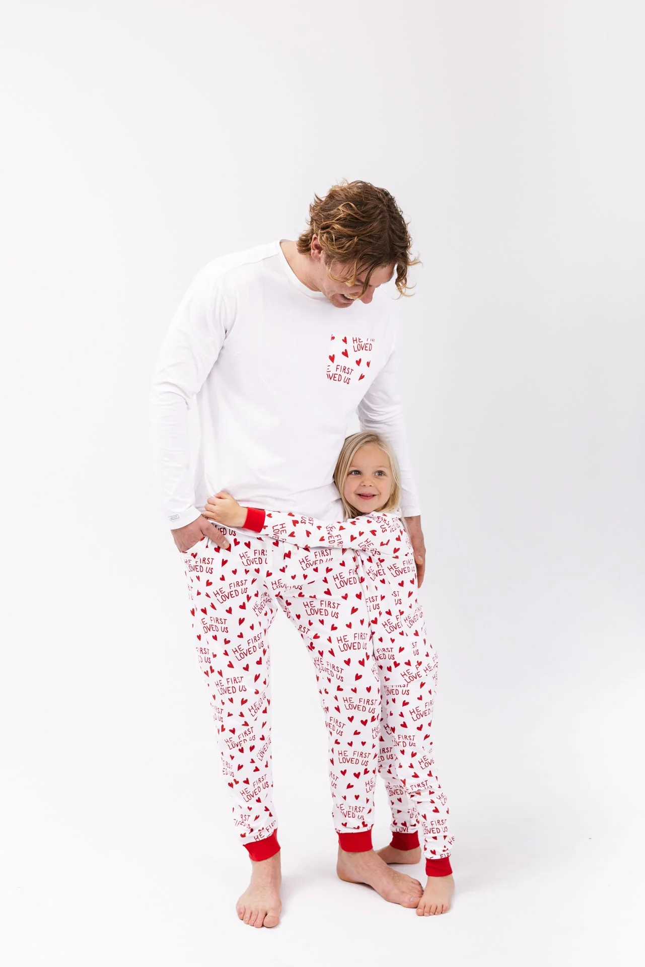 He First Loved Us Red Men's PJ Set Cotton - Image 4