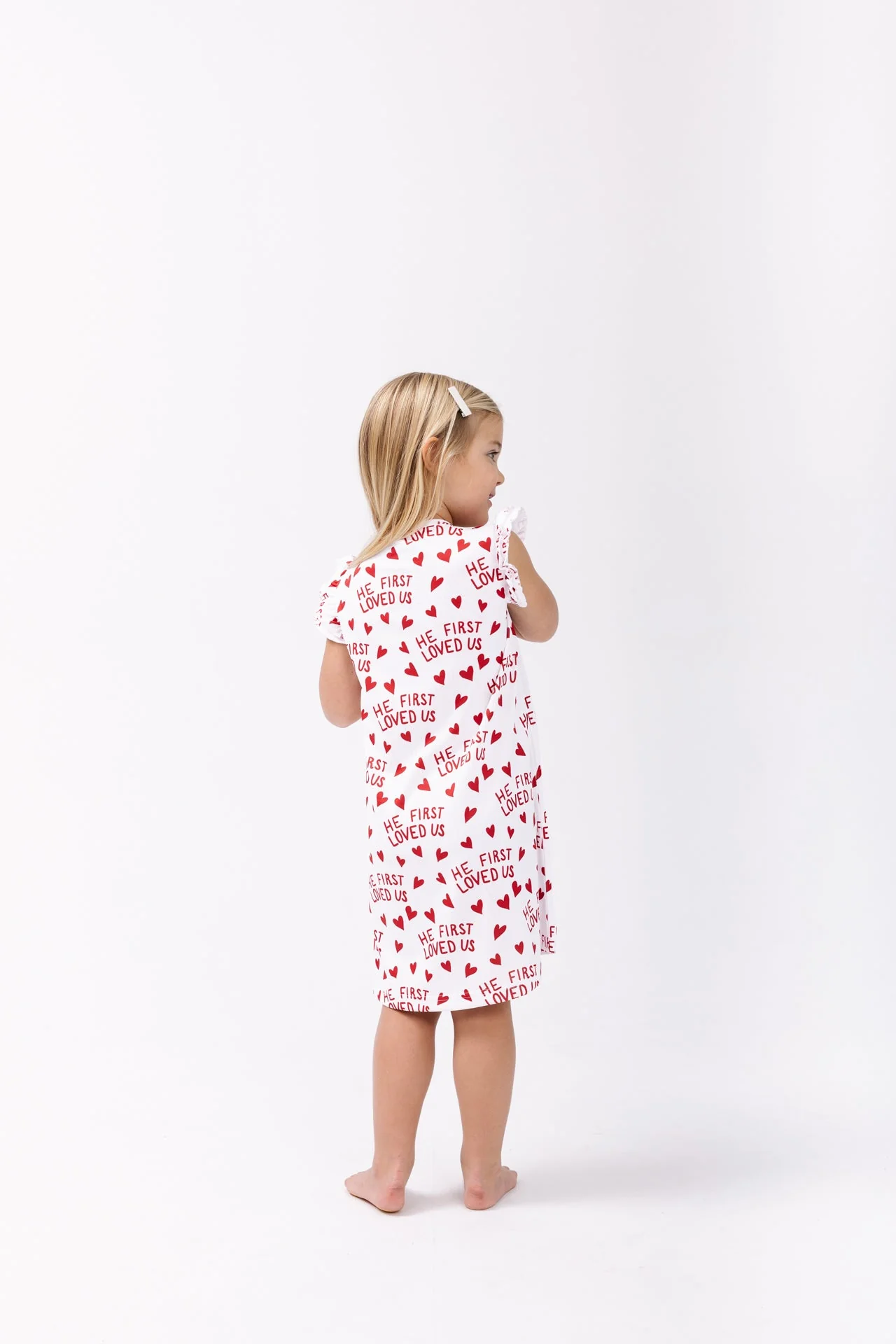 He First Loved Us Red PJ Girls Nightgown Polyester - Image 2