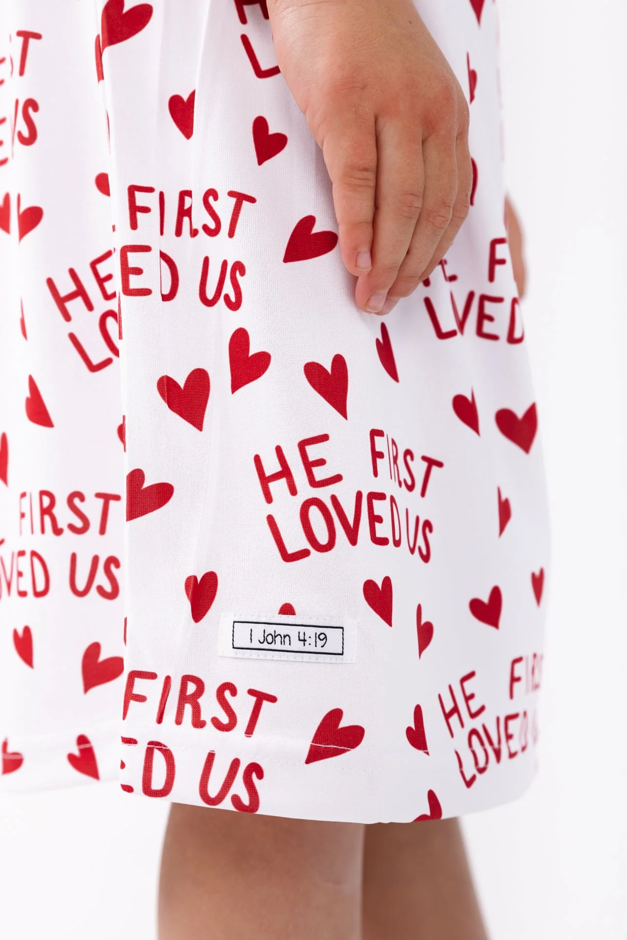He First Loved Us Red PJ Girls Nightgown Polyester - Image 4
