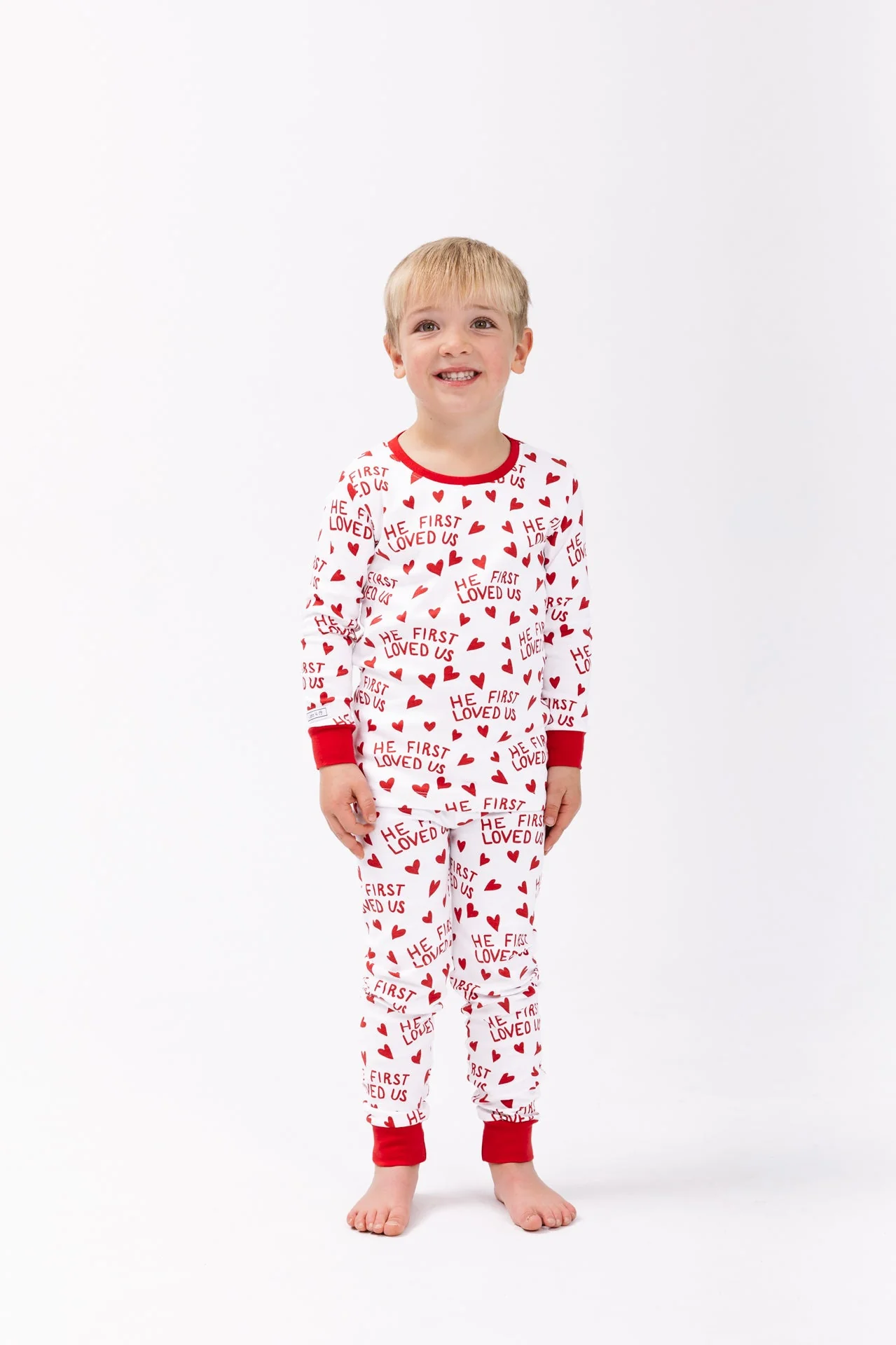 He First Loved Us Red PJ Long Sleeve Set Cotton - Image 2