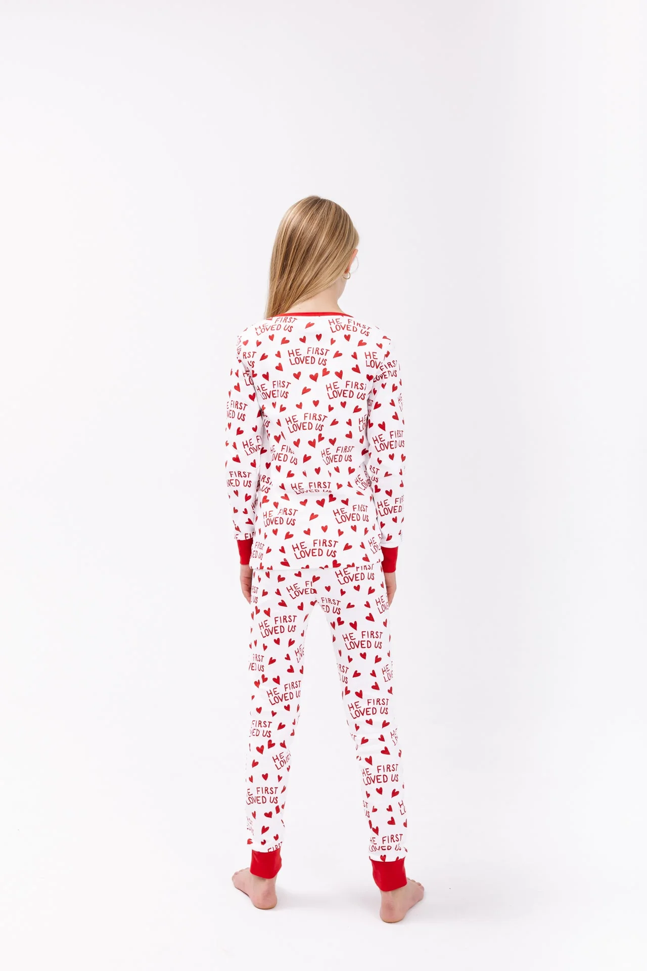 He First Loved Us Red PJ Long Sleeve Set Cotton - Image 3