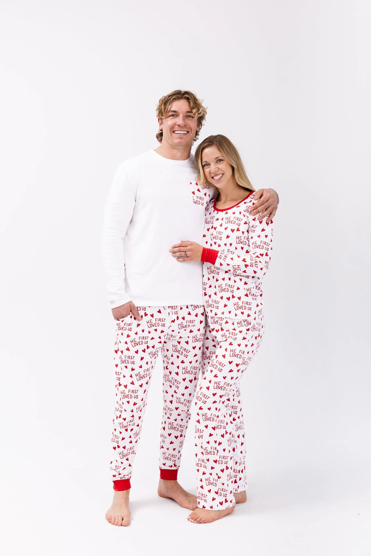 He First Loved Us Red Women's PJ Set Cotton - Image 4