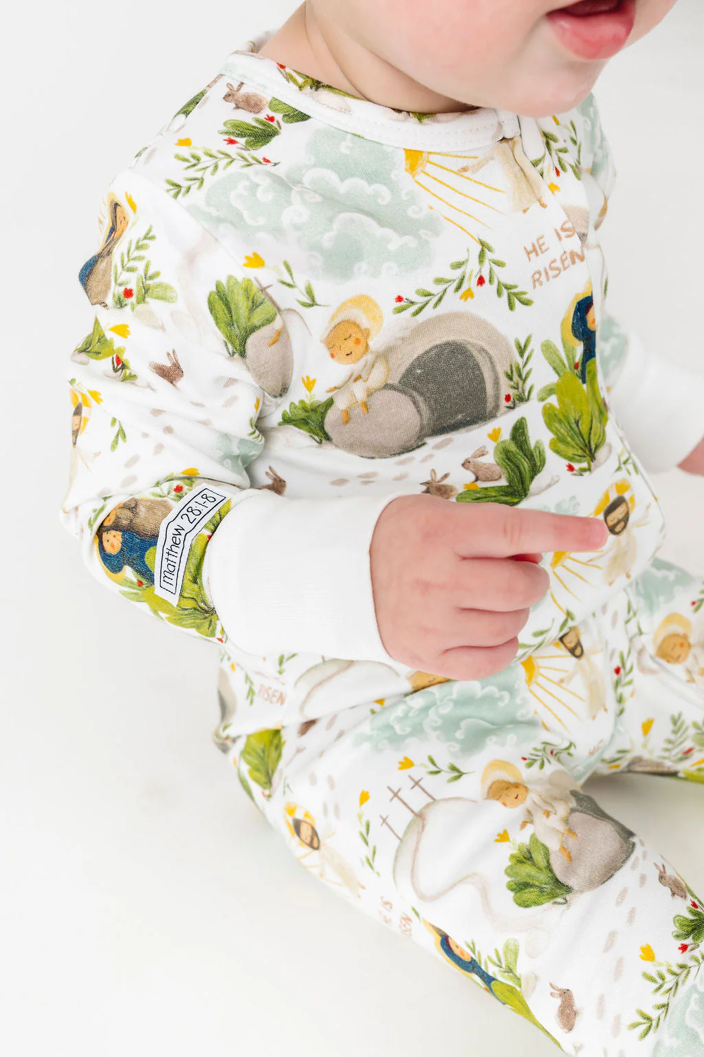 He Is Risen PJ Footed Onesie Cotton - Image 6