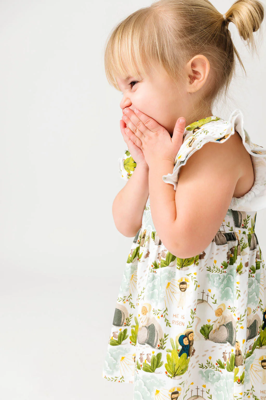 He Is Risen Short Sleeve Twirl Dress Bodysuit Cotton - Image 2