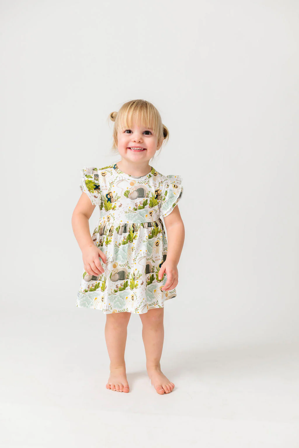 He Is Risen Short Sleeve Twirl Dress Bodysuit Cotton - Image 3