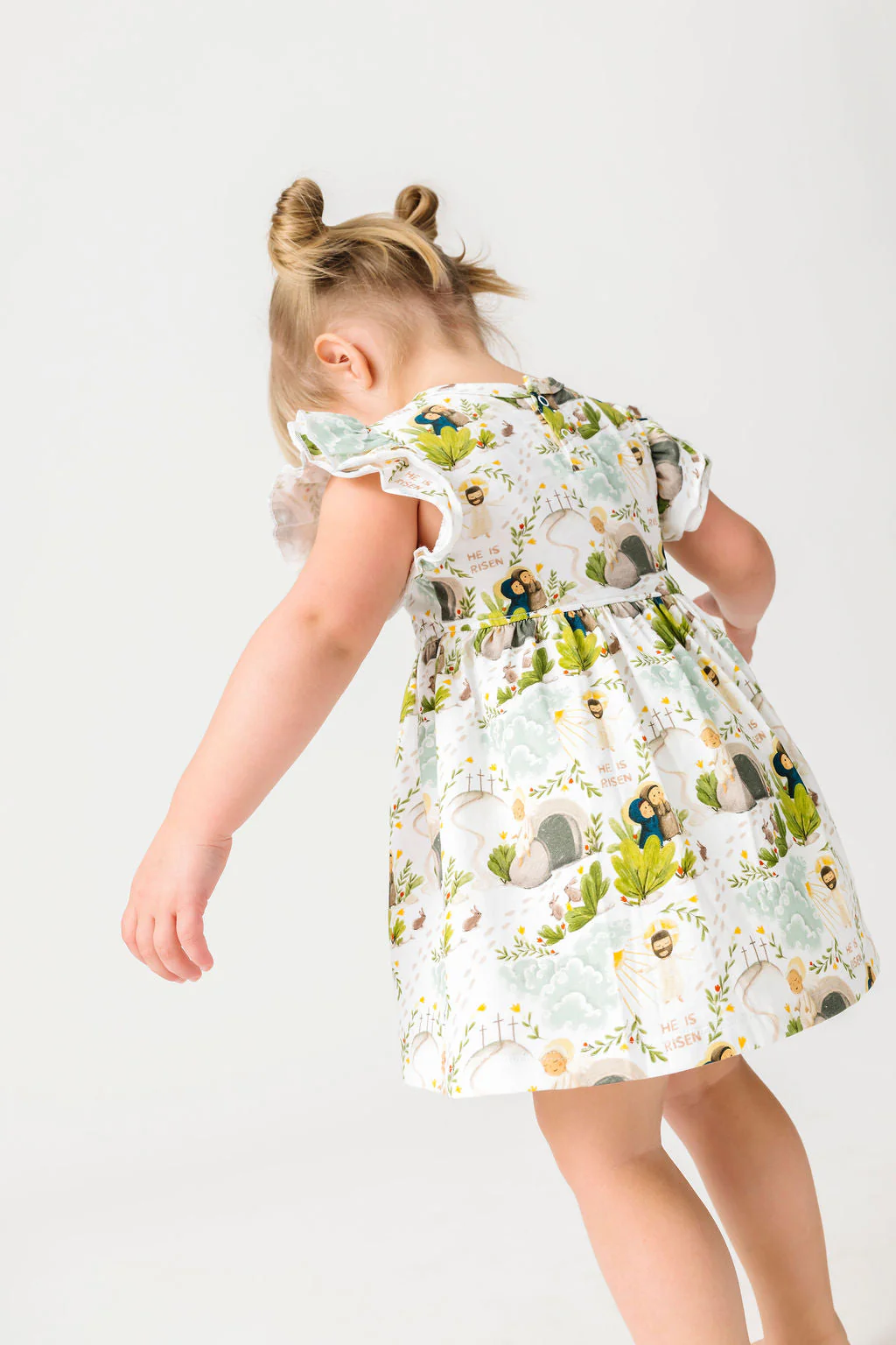 He Is Risen Short Sleeve Twirl Dress Bodysuit Cotton - Image 4