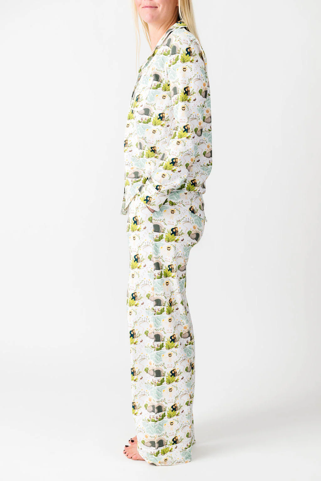 He Is Risen Women's PJ Notch Collar Set Cotton - Image 3
