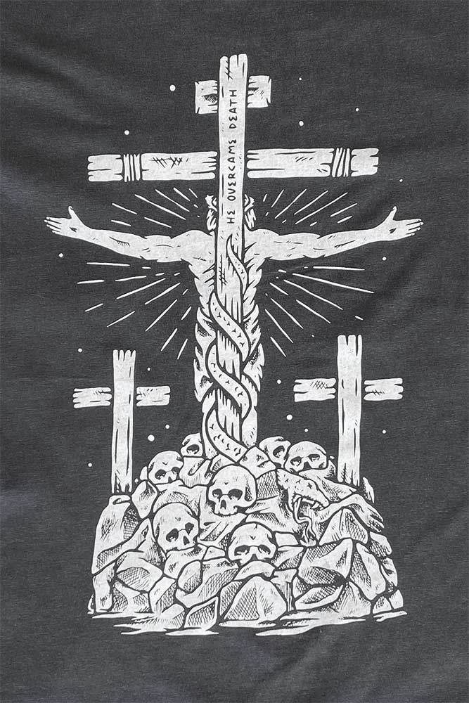 He Overcame Death Tee - Image 4