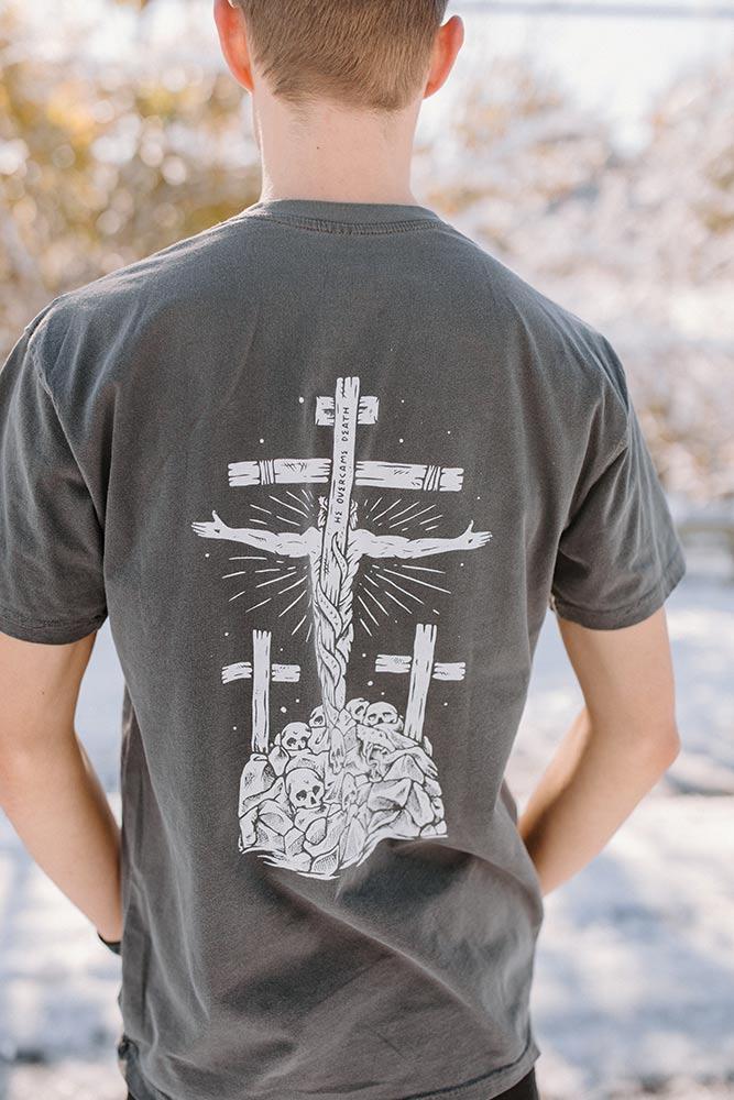 He Overcame Death Tee - Image 5