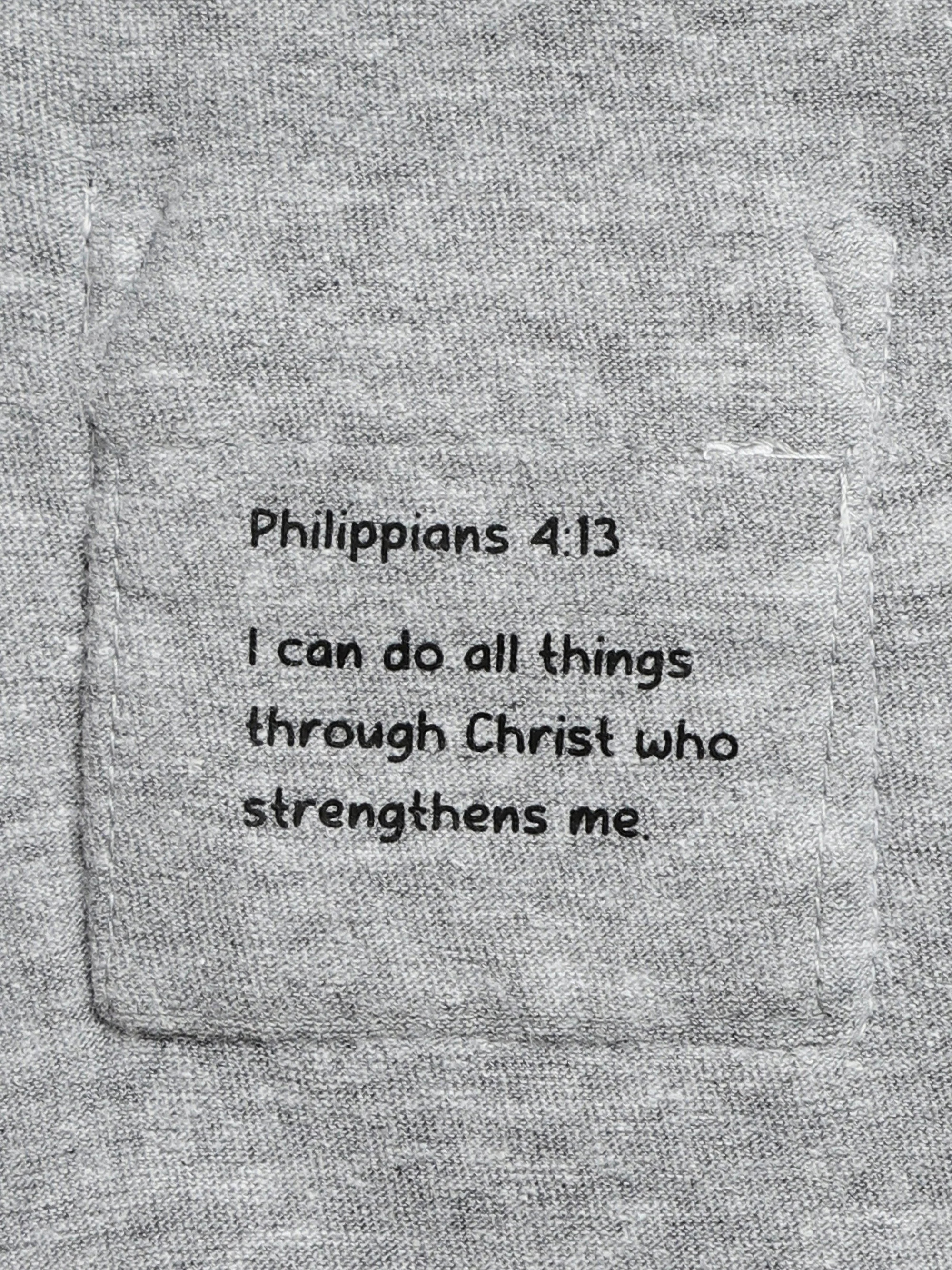 Heather Grey Prayer Pocket Long Sleeve Bodysuit Cotton - Image 3