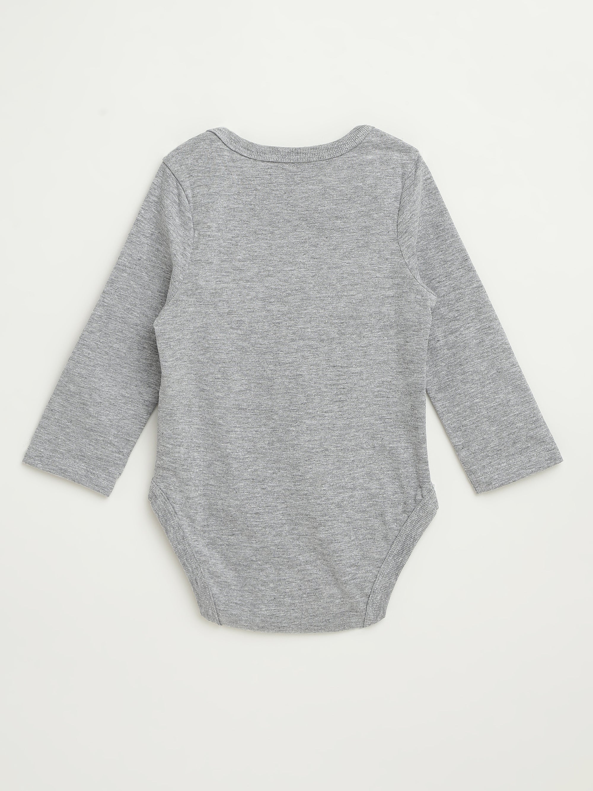 Heather Grey Prayer Pocket Long Sleeve Bodysuit Cotton - Image 4