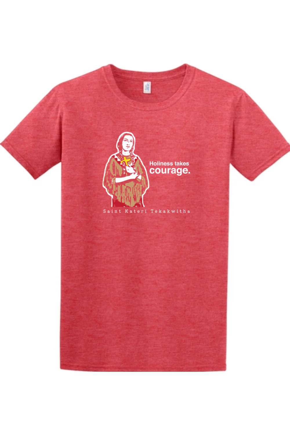Holiness Takes Courage – St. Kateri Tekakwitha Adult T-shirt - Image 7
