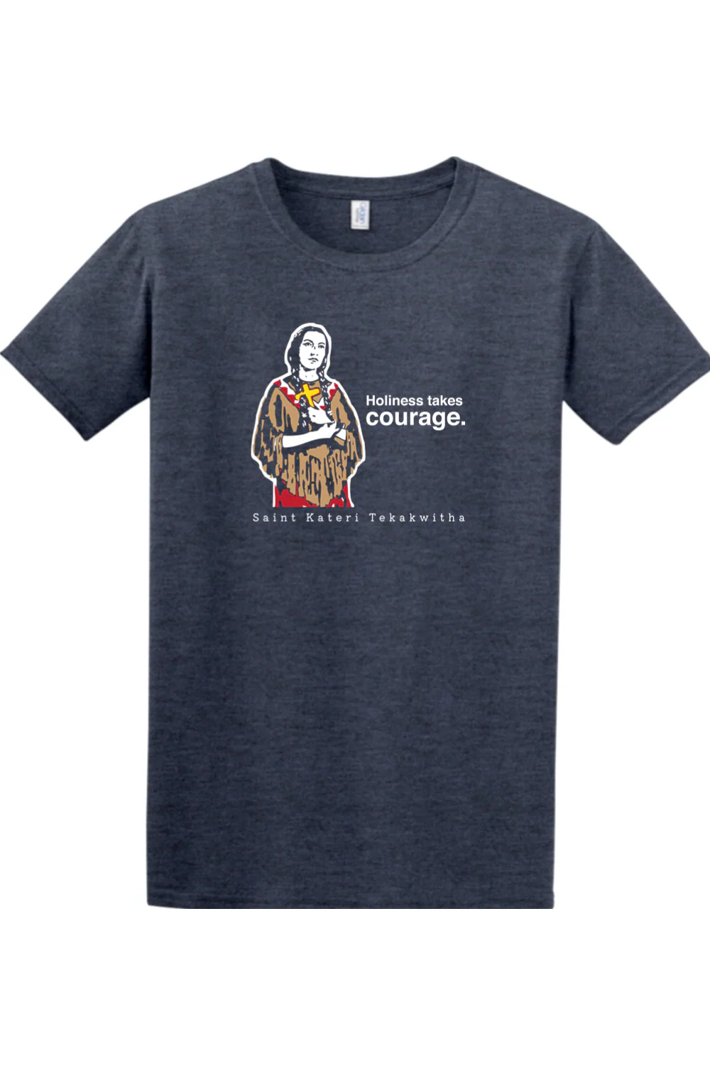 Holiness Takes Courage – St. Kateri Tekakwitha Adult T-shirt - Image 8