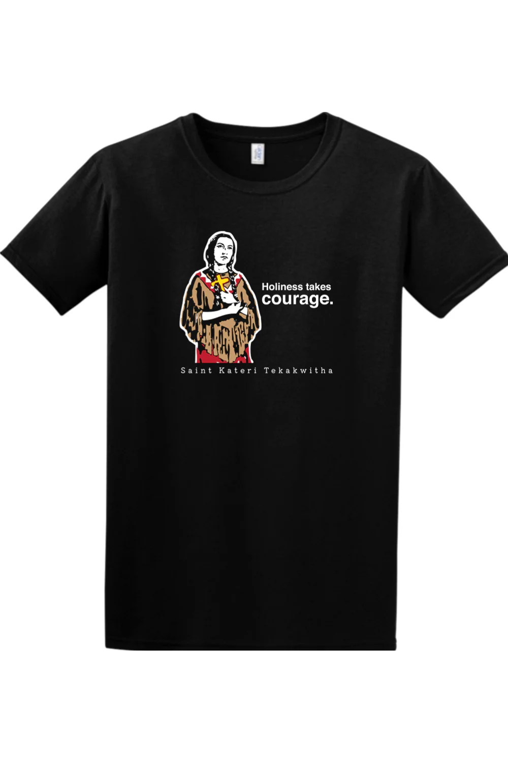 Holiness Takes Courage – St. Kateri Tekakwitha Adult T-shirt - Image 9