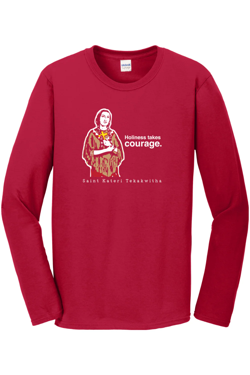 Holiness Takes Courage – St Kateri Tekakwitha Long Sleeve - Image 2