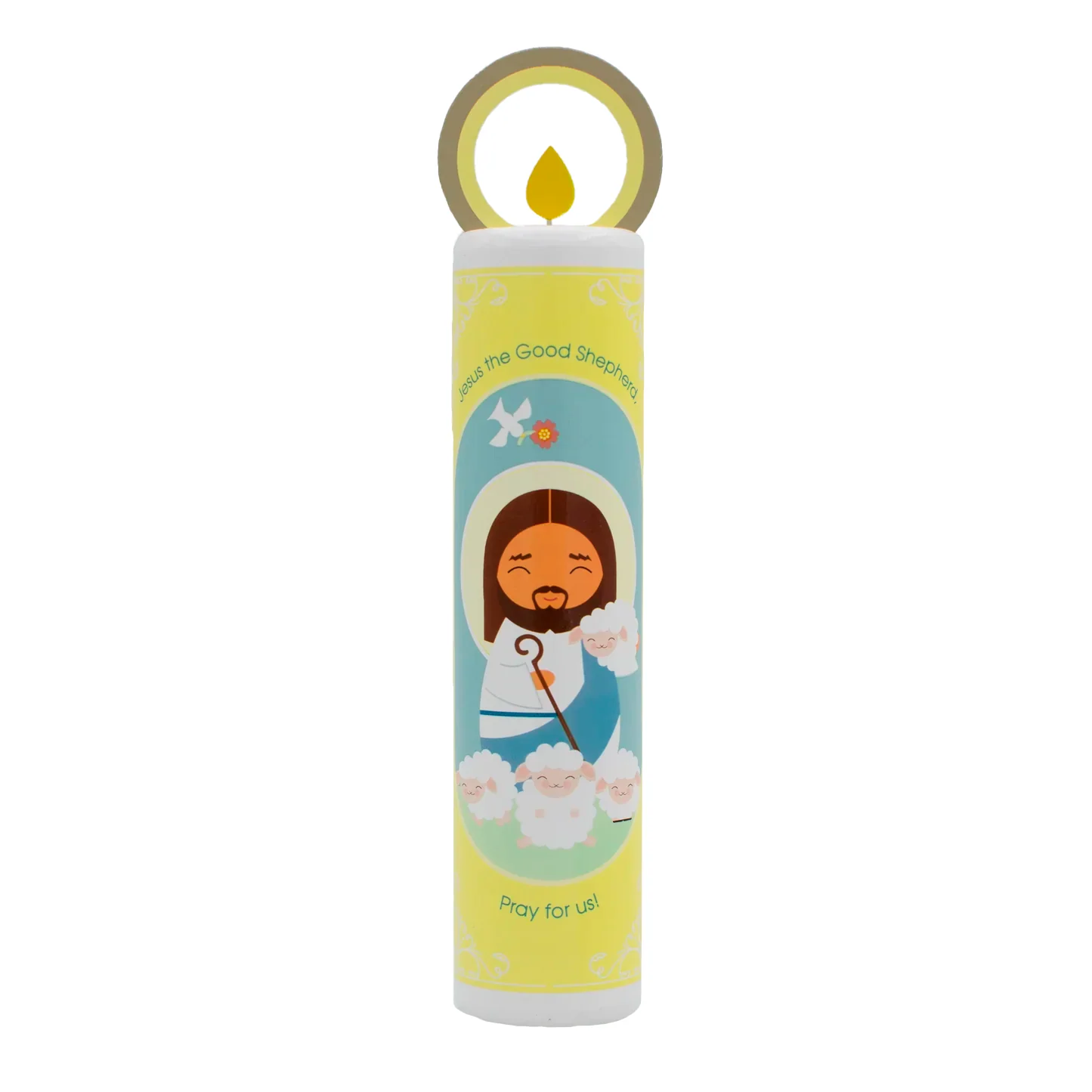 Jesus Christ, the Good Shepherd (The Our Father) Wooden Prayer Candle