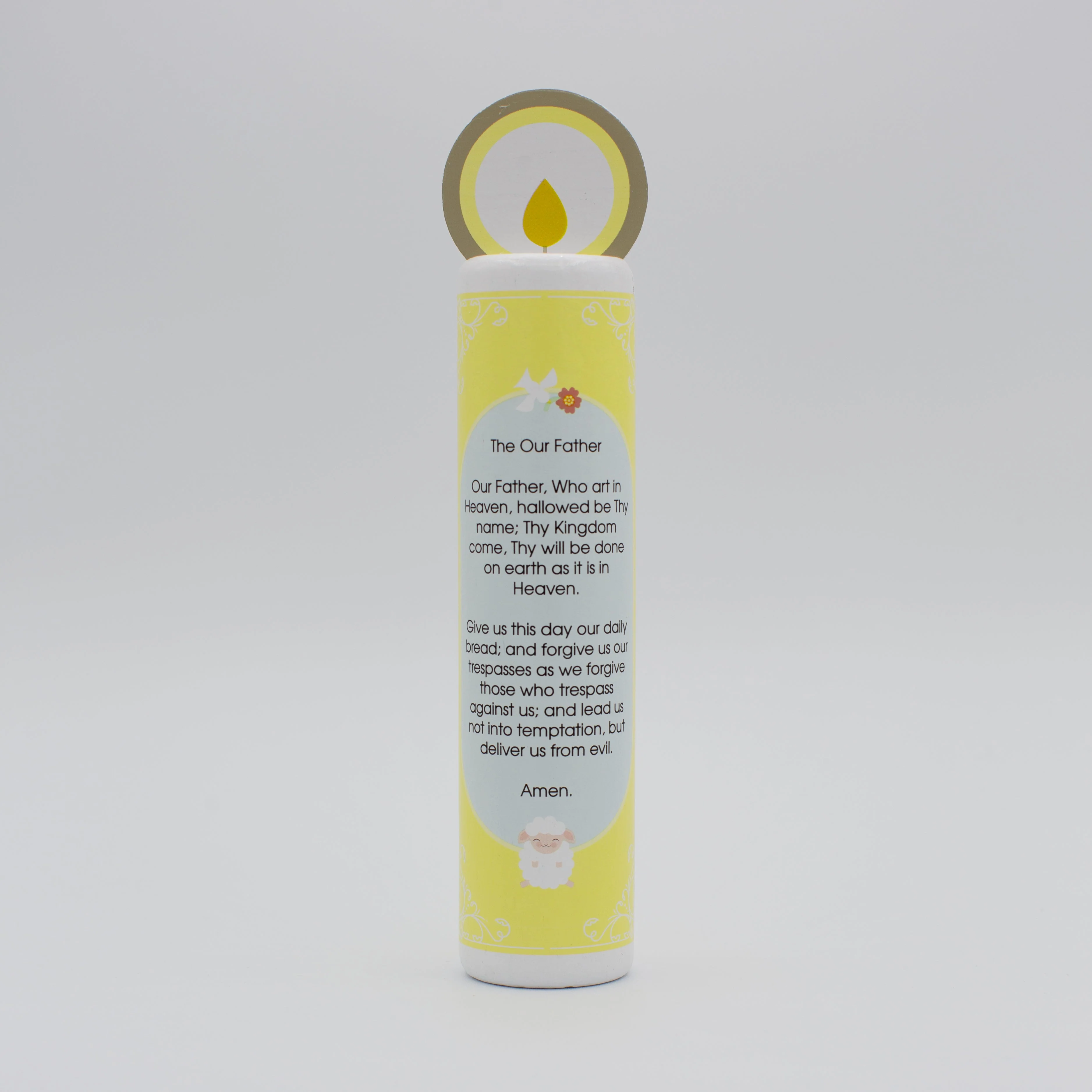 Jesus Christ, the Good Shepherd (The Our Father) Wooden Prayer Candle - Image 3