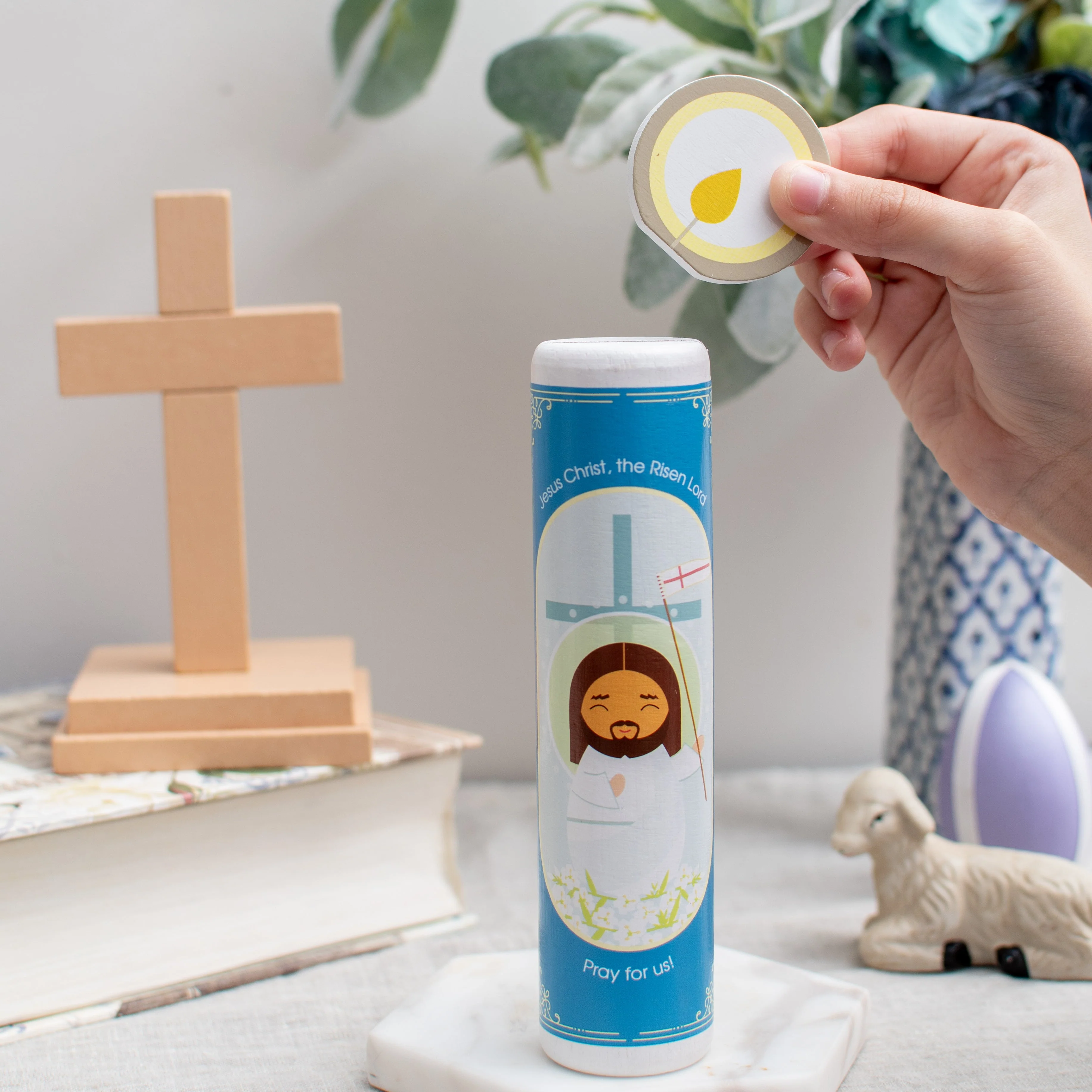 Jesus Christ, the Risen Lord (Eternal Rest prayer for the deceased) Wooden Prayer Candle - Image 6