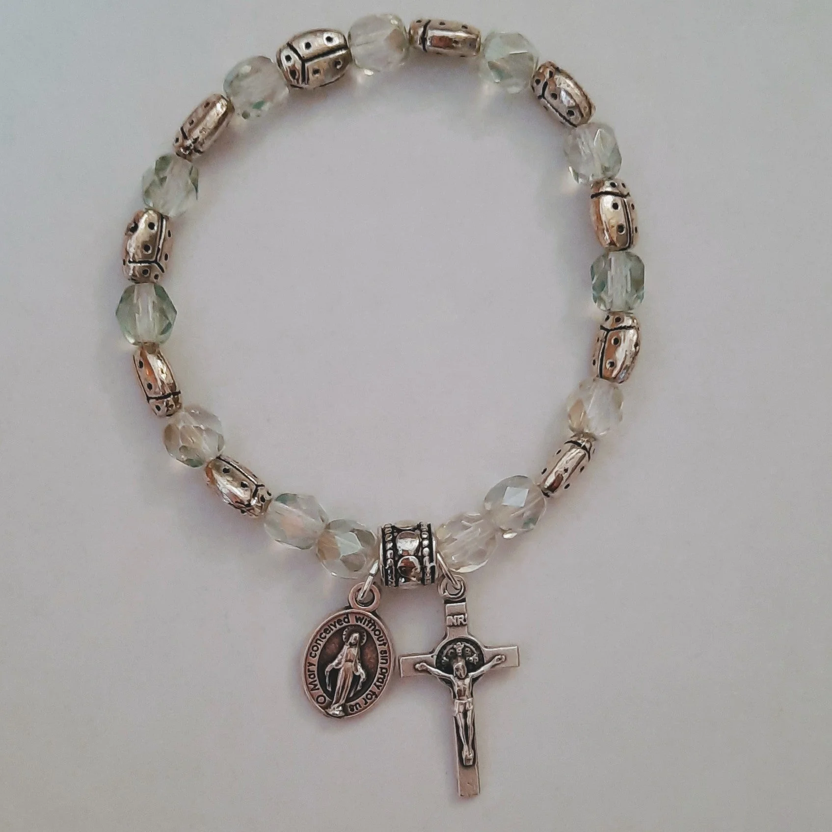 Lady Bug Rosary Bracelet