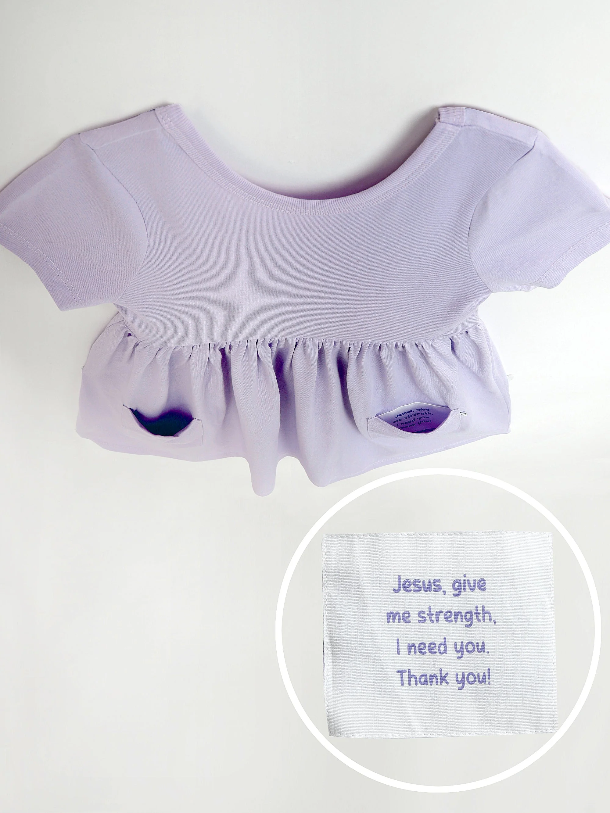 Lilac Prayer Pocket Short Sleeve Twirl Dress Cotton - Image 3