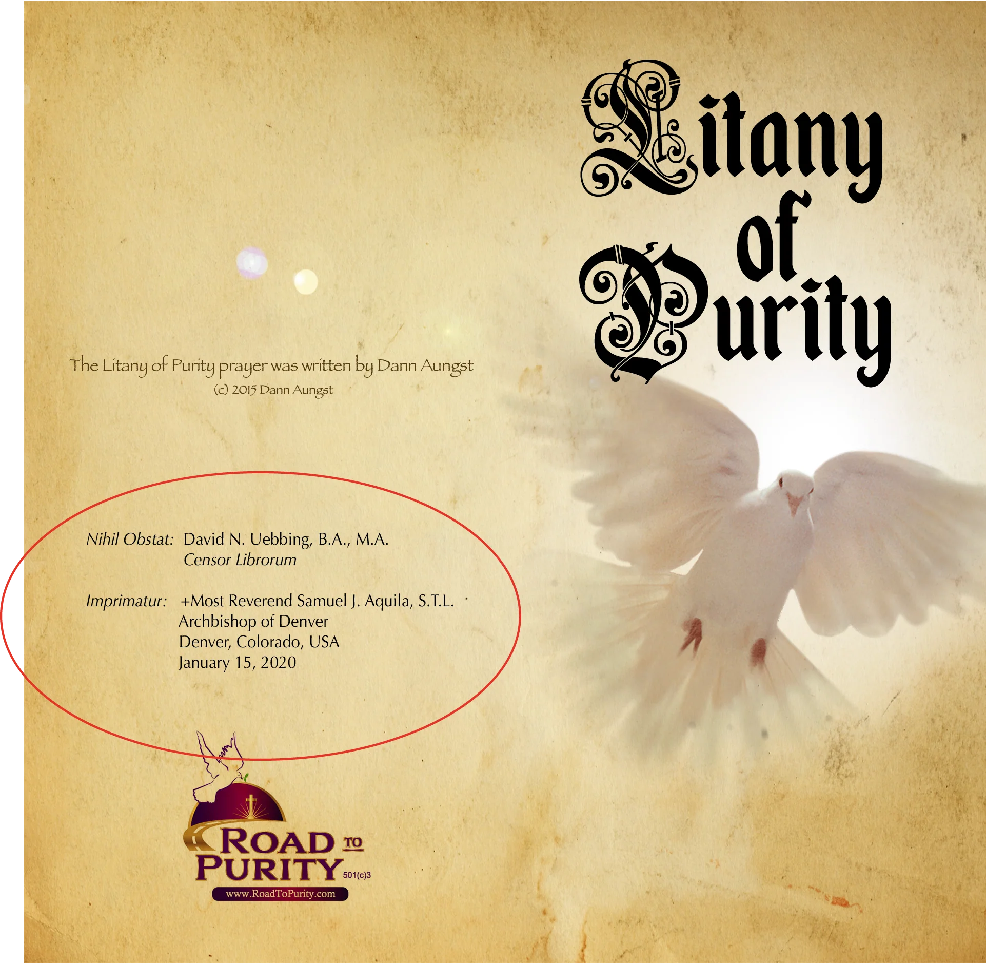 Litany of Purity - Prayer Card / 3" x 6" folded (w/Imprimatur) (c) - Image 2