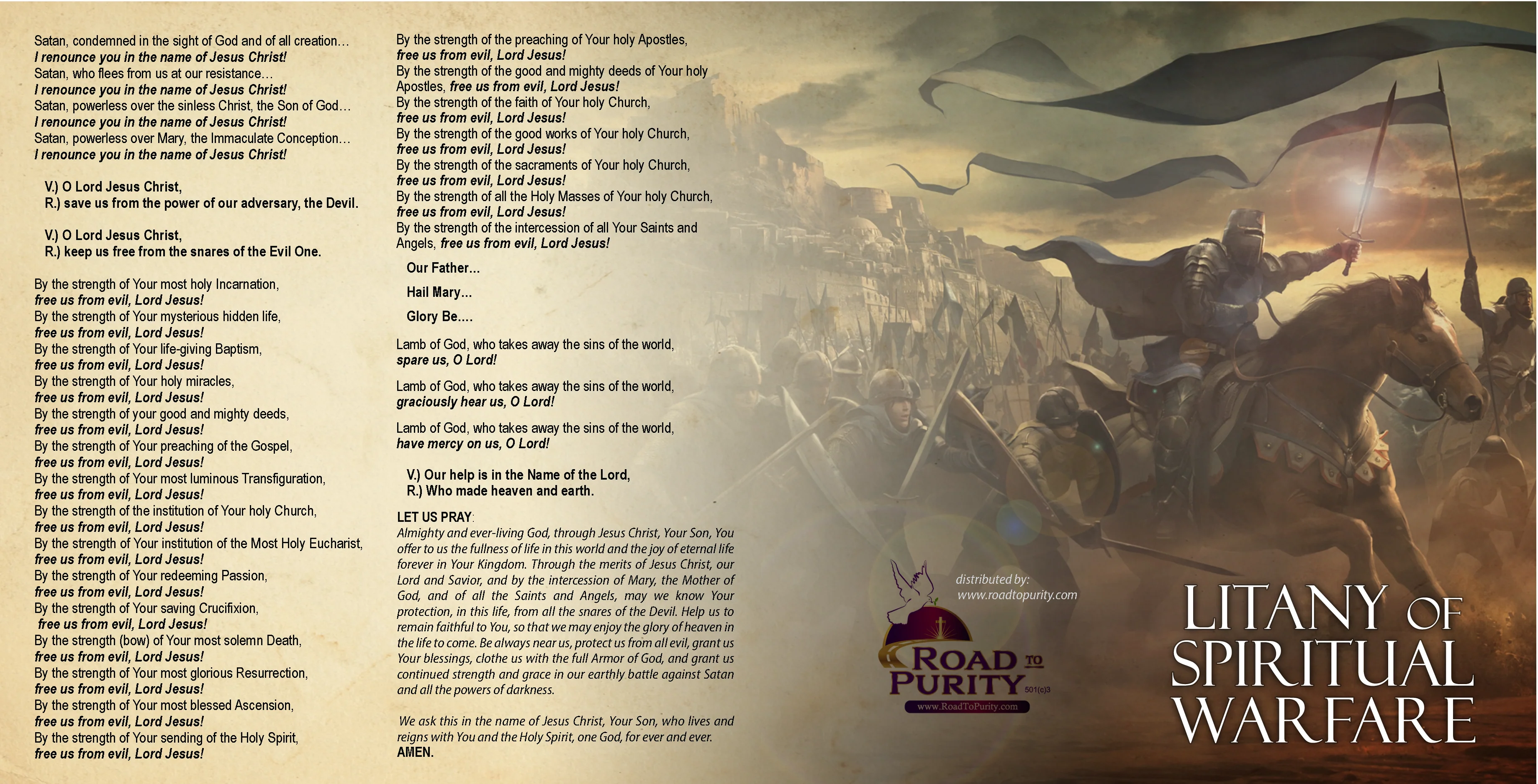 Litany of Spiritual Warfare - Prayer Card / 3" x 6" folded (c) - Image 2