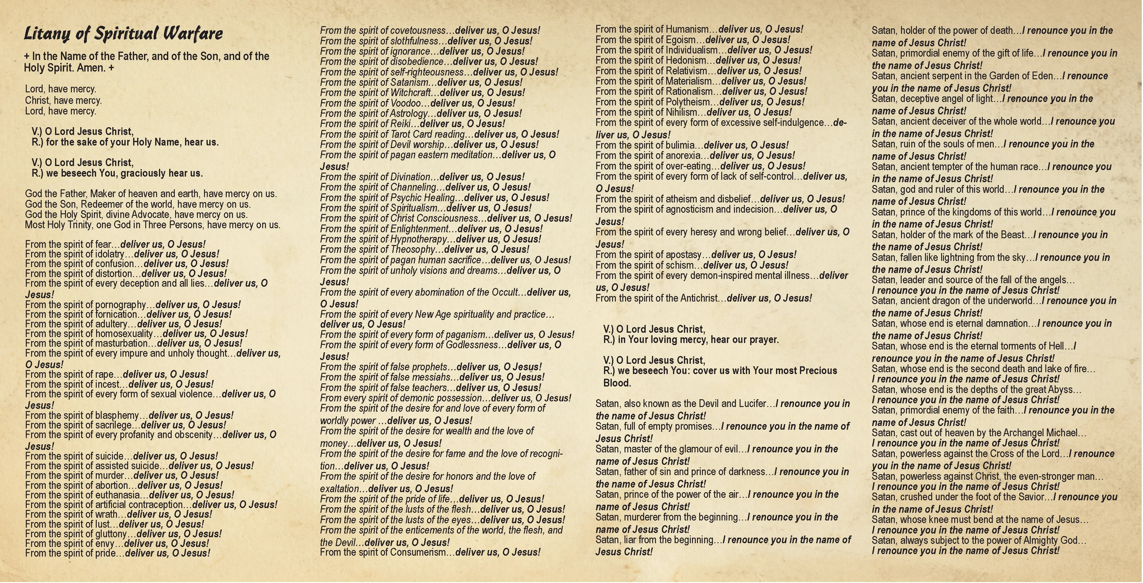 Litany of Spiritual Warfare - Prayer Card / 3" x 6" folded (c) - Image 3