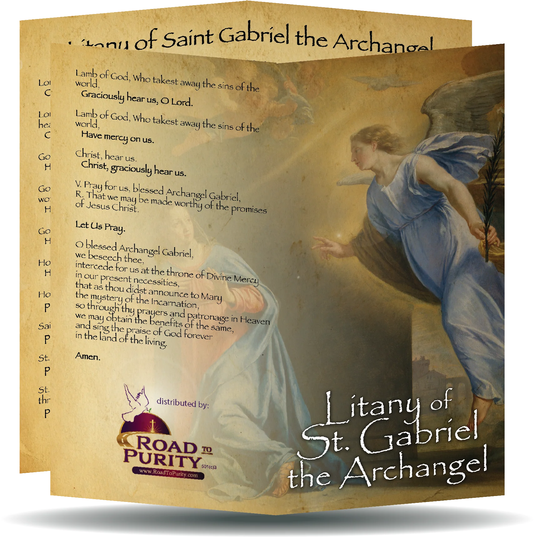 Litany of St Gabriel the Archangel  - Prayer Card / 3" x 6" folded (c)