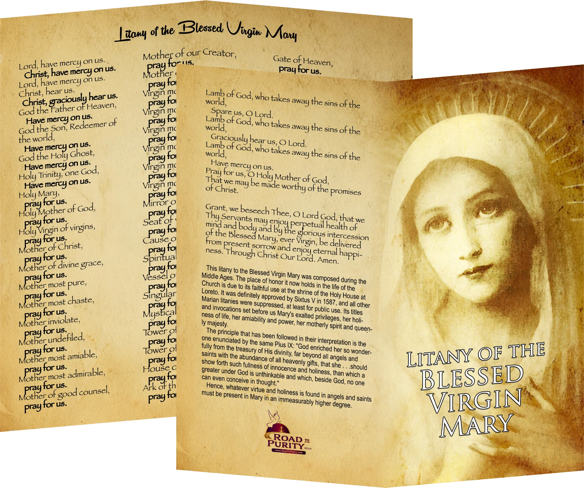 Litany of the Blessed Virgin Mary - Prayer Card / 3" x 6" folded (c)