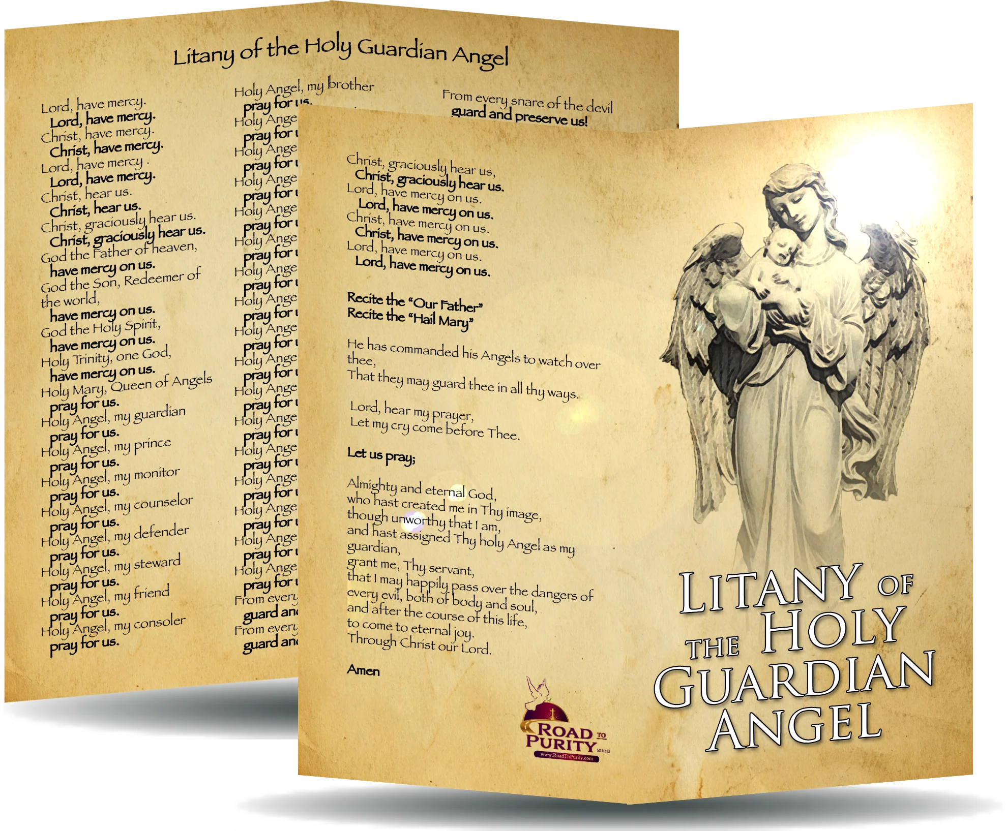 Litany of the Holy Guardian Angel - Prayer Card / 3" x 6" folded (c)