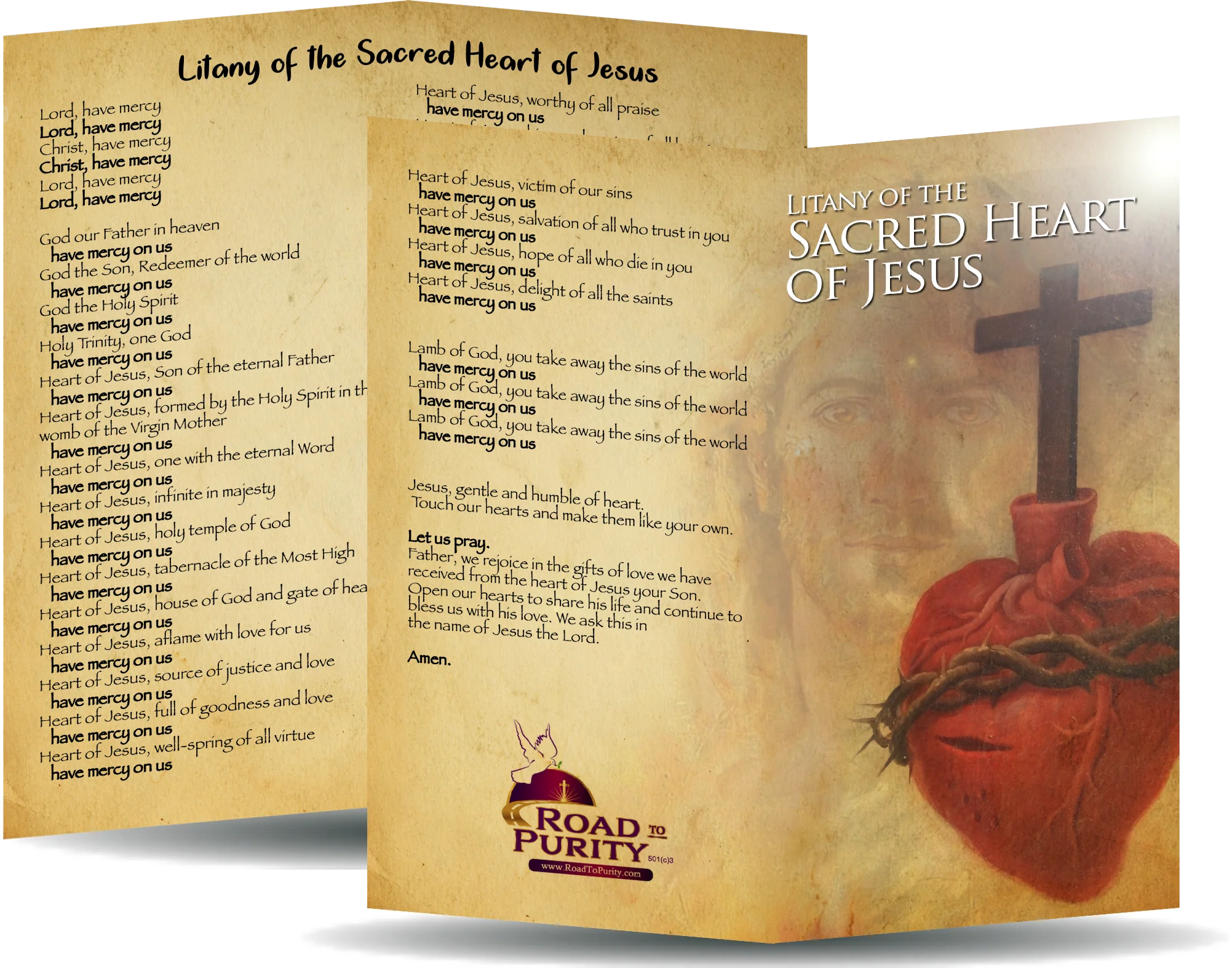 Litany of the Sacred Heart of Jesus - Prayer Card / 3" x 6" folded (c)