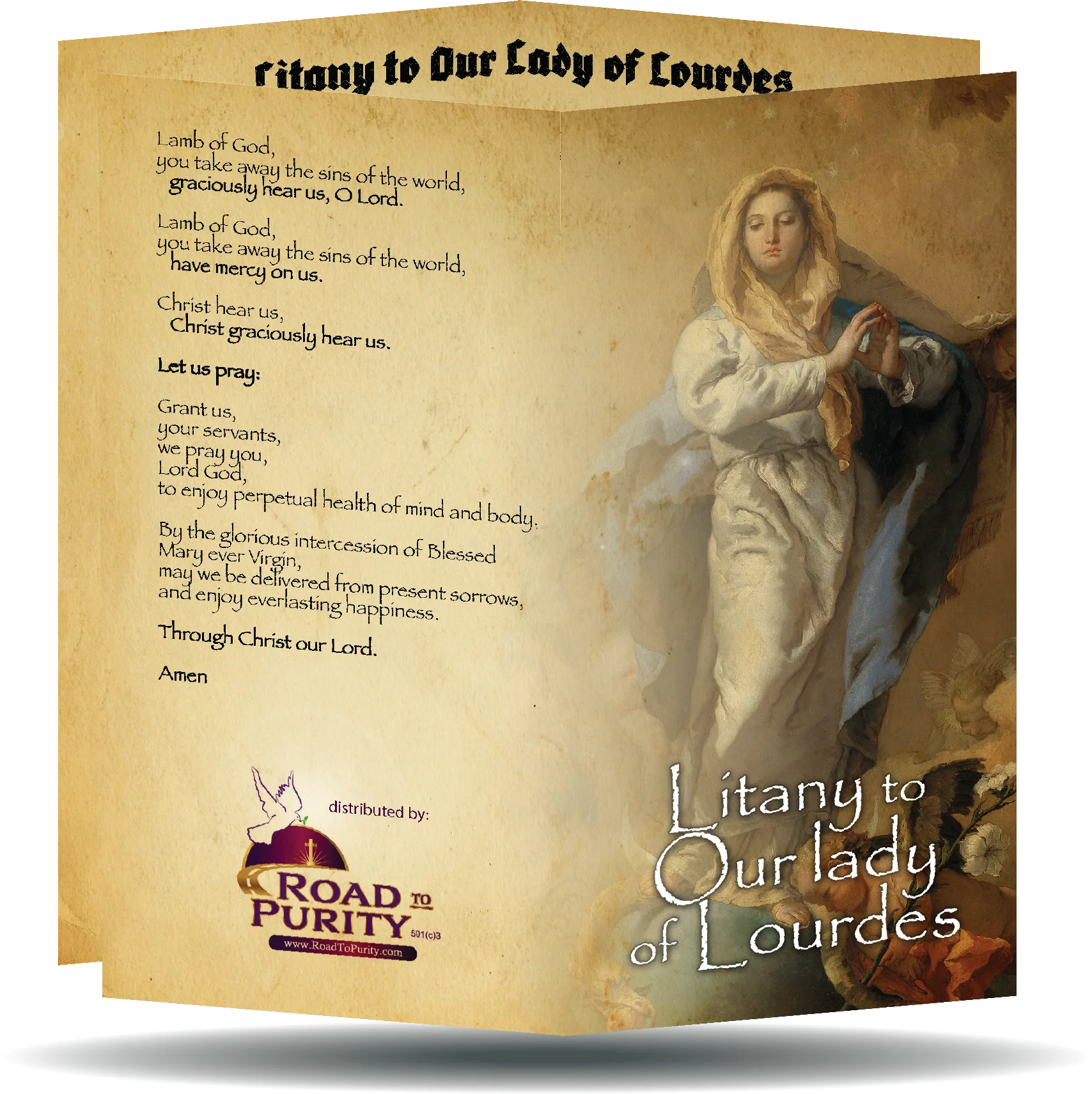 Litany to Our Lady of Lourdes  - Prayer Card / 3" x 6" folded (c)
