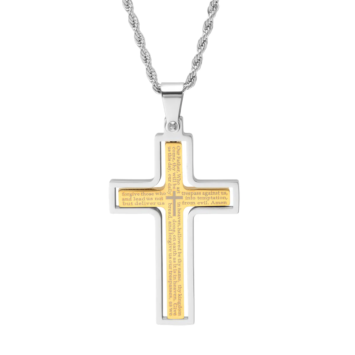 Lords Prayer Spinner Cross Pendant - Image 11