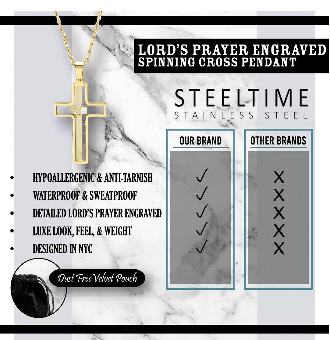 Lords Prayer Spinner Cross Pendant - Image 4