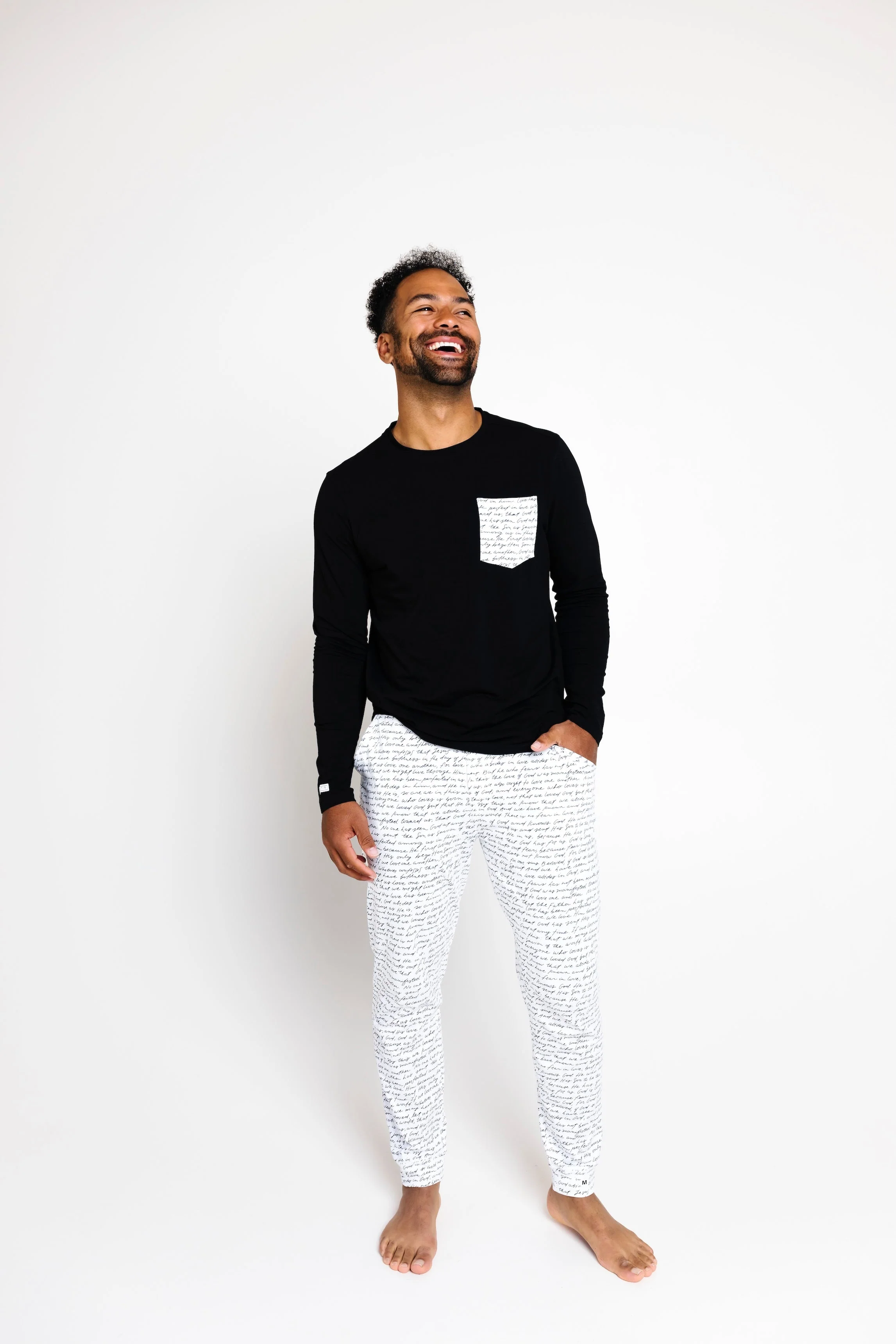 Love One Another Mens PJ Set Cotton - Image 3