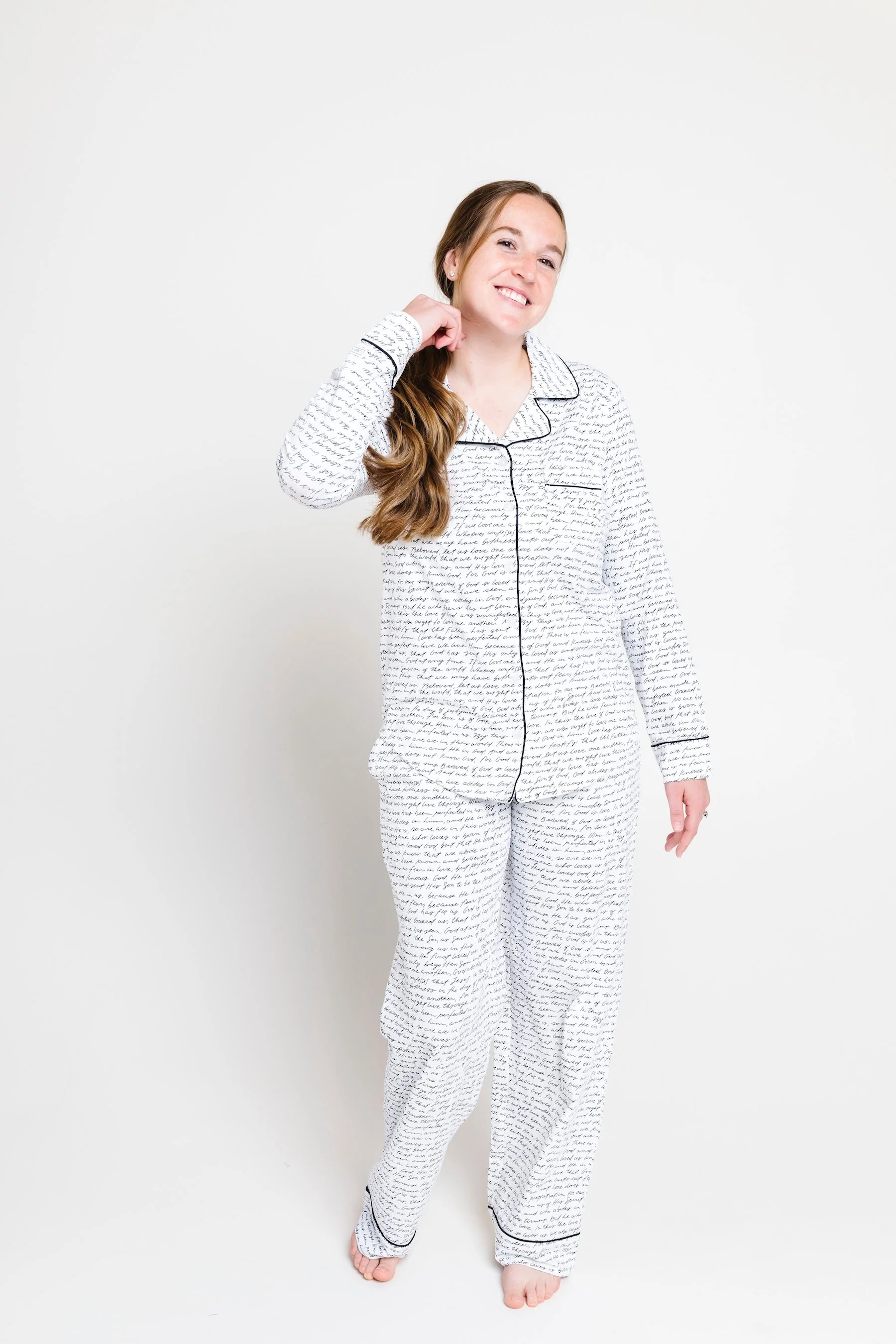 Love One Another Womens PJ Notch Collar Set Cotton