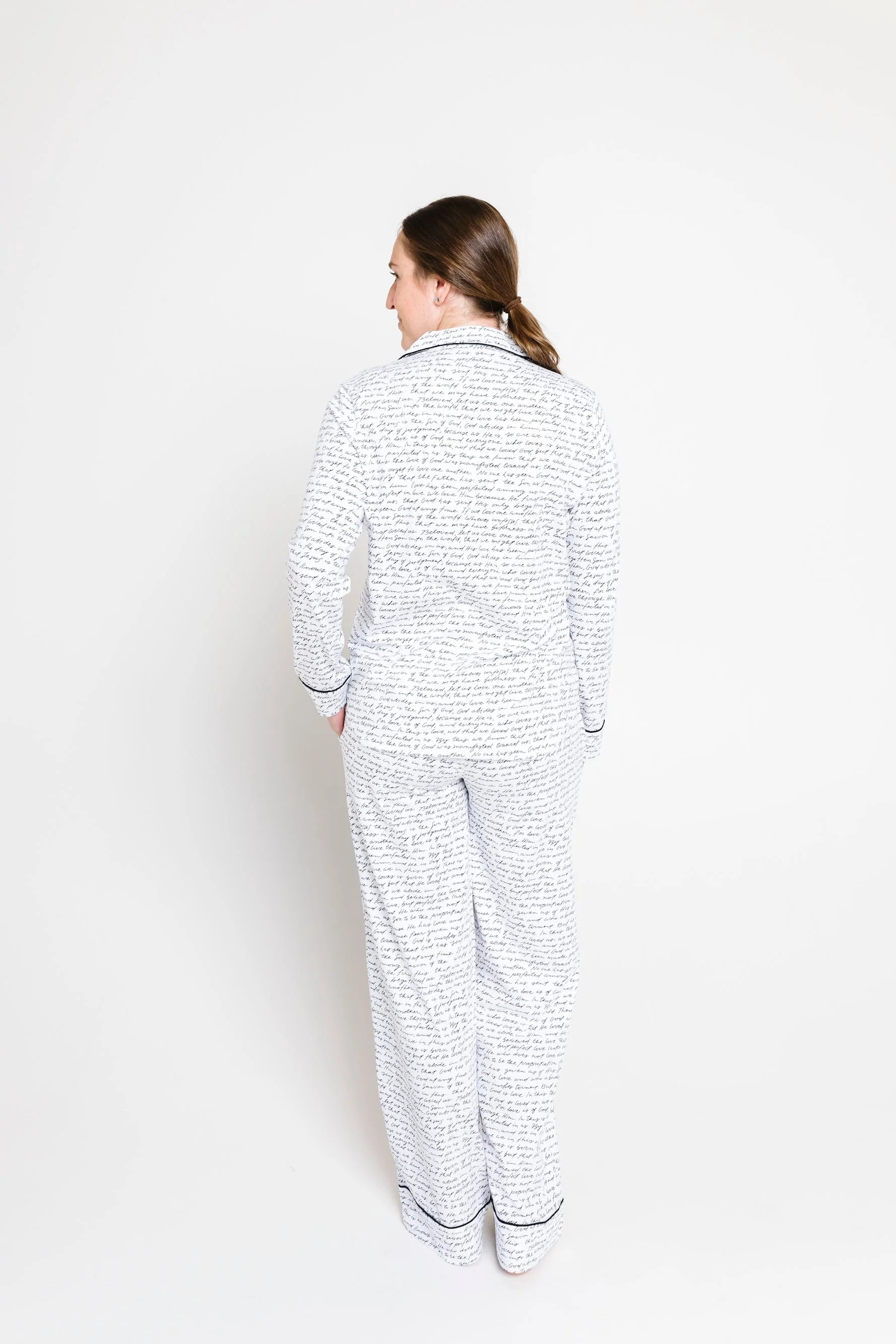 Love One Another Womens PJ Notch Collar Set Cotton - Image 3