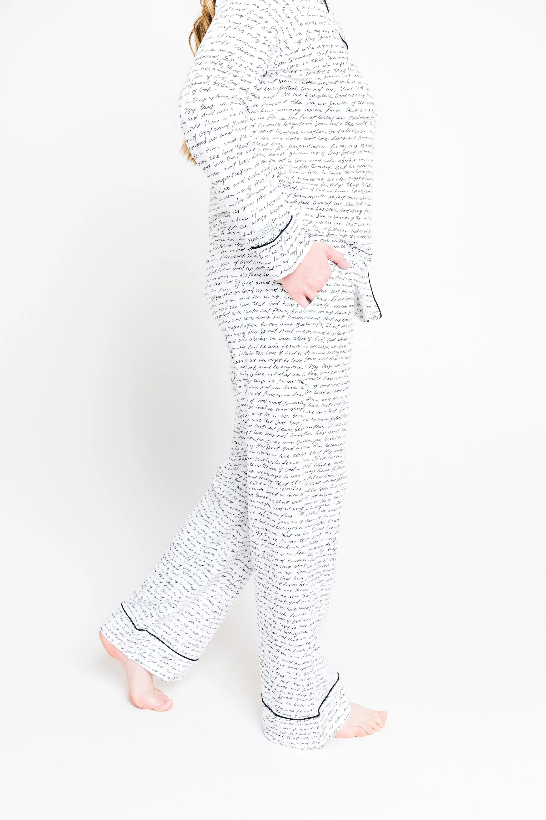 Love One Another Womens PJ Notch Collar Set Cotton - Image 5