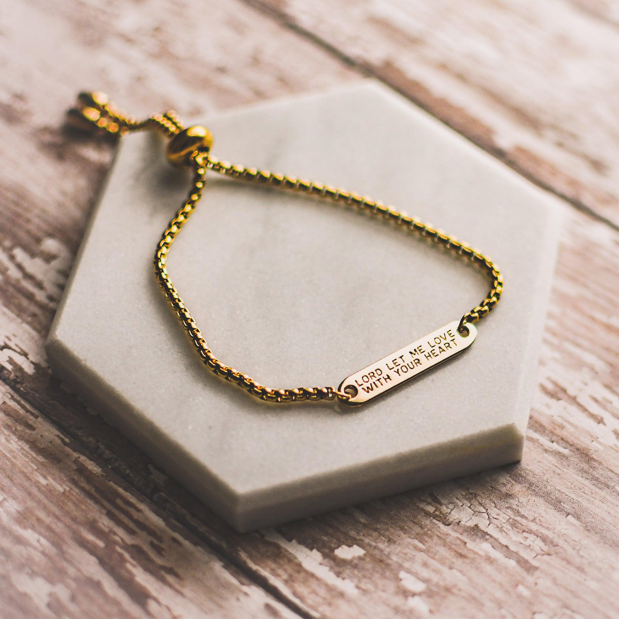 Love with God’s Heart Gold Slider Bracelet - Image 3