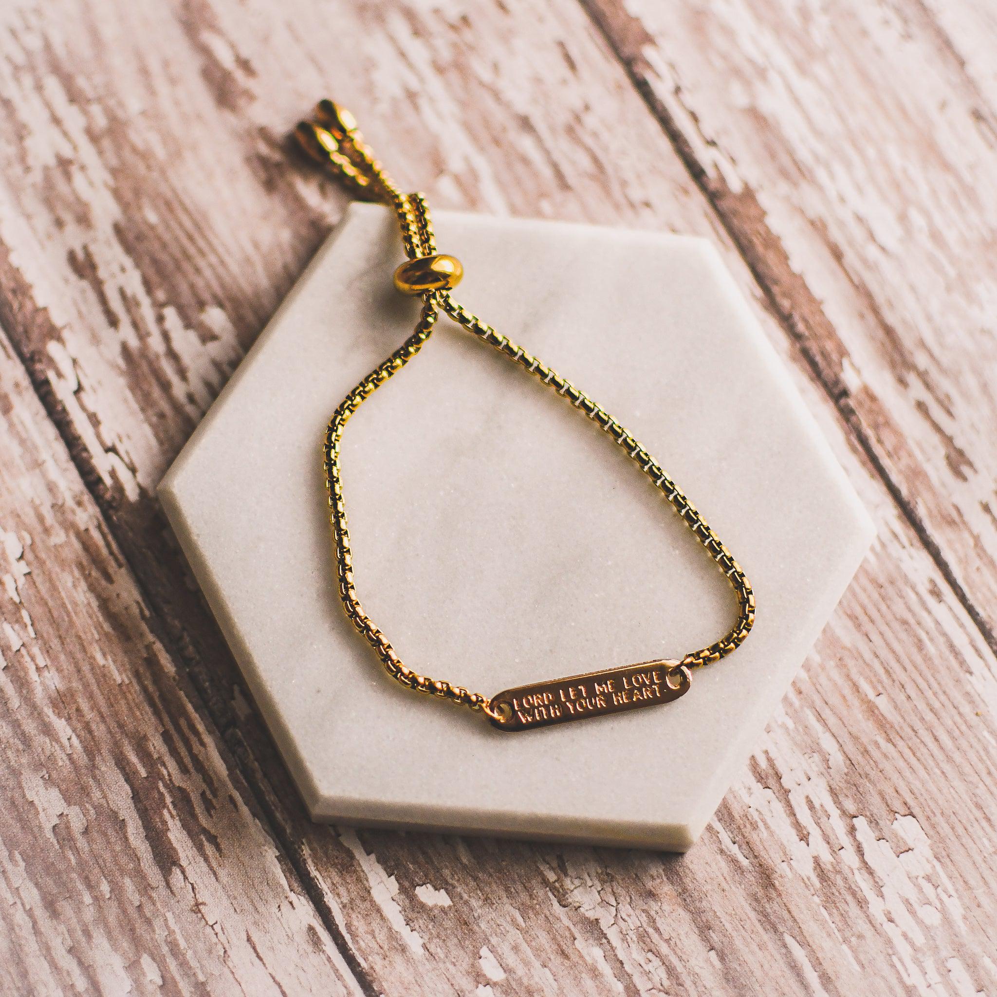 Love with God’s Heart Gold Slider Bracelet - Image 4