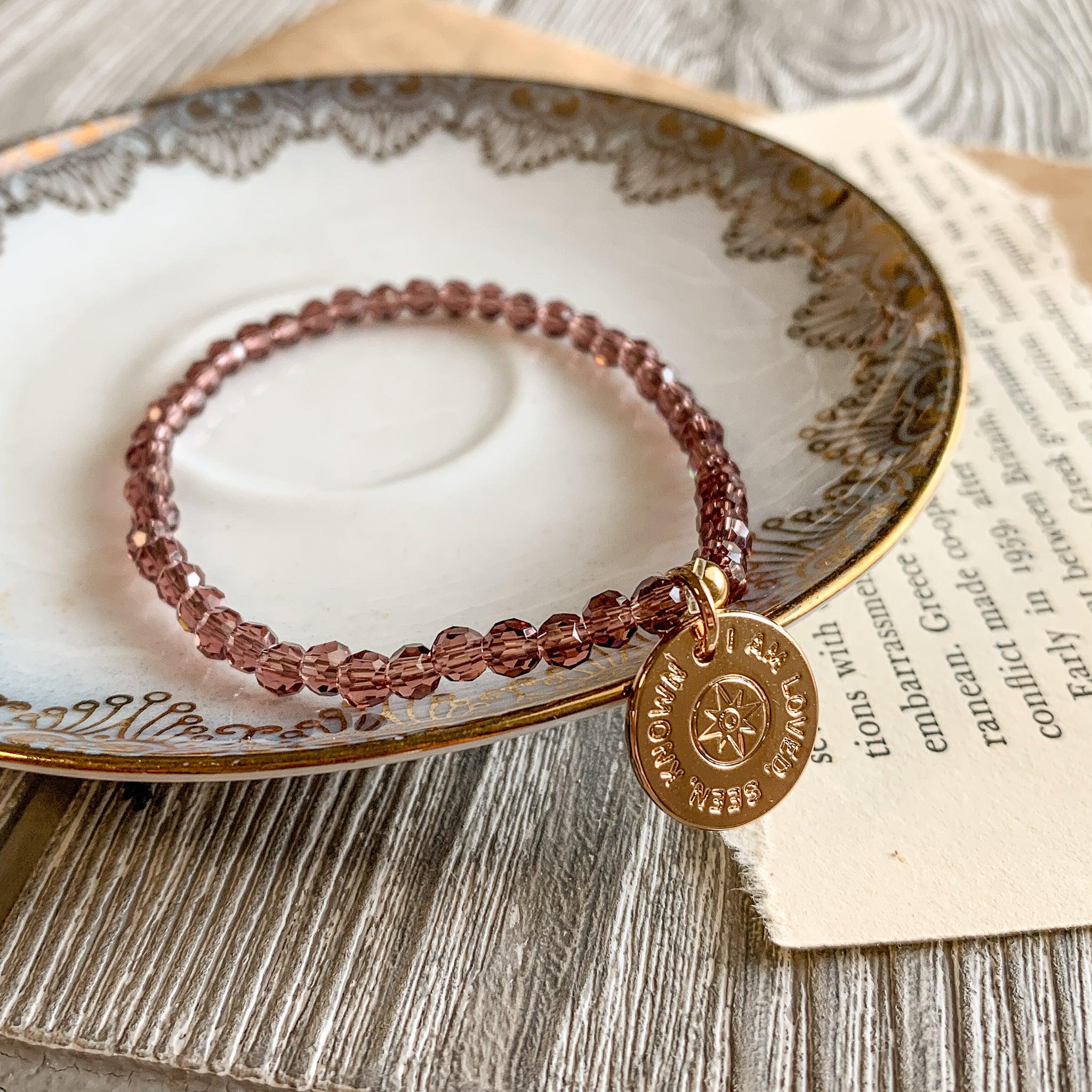 Loved Seen Known Purple Bicone Bracelet - Image 3