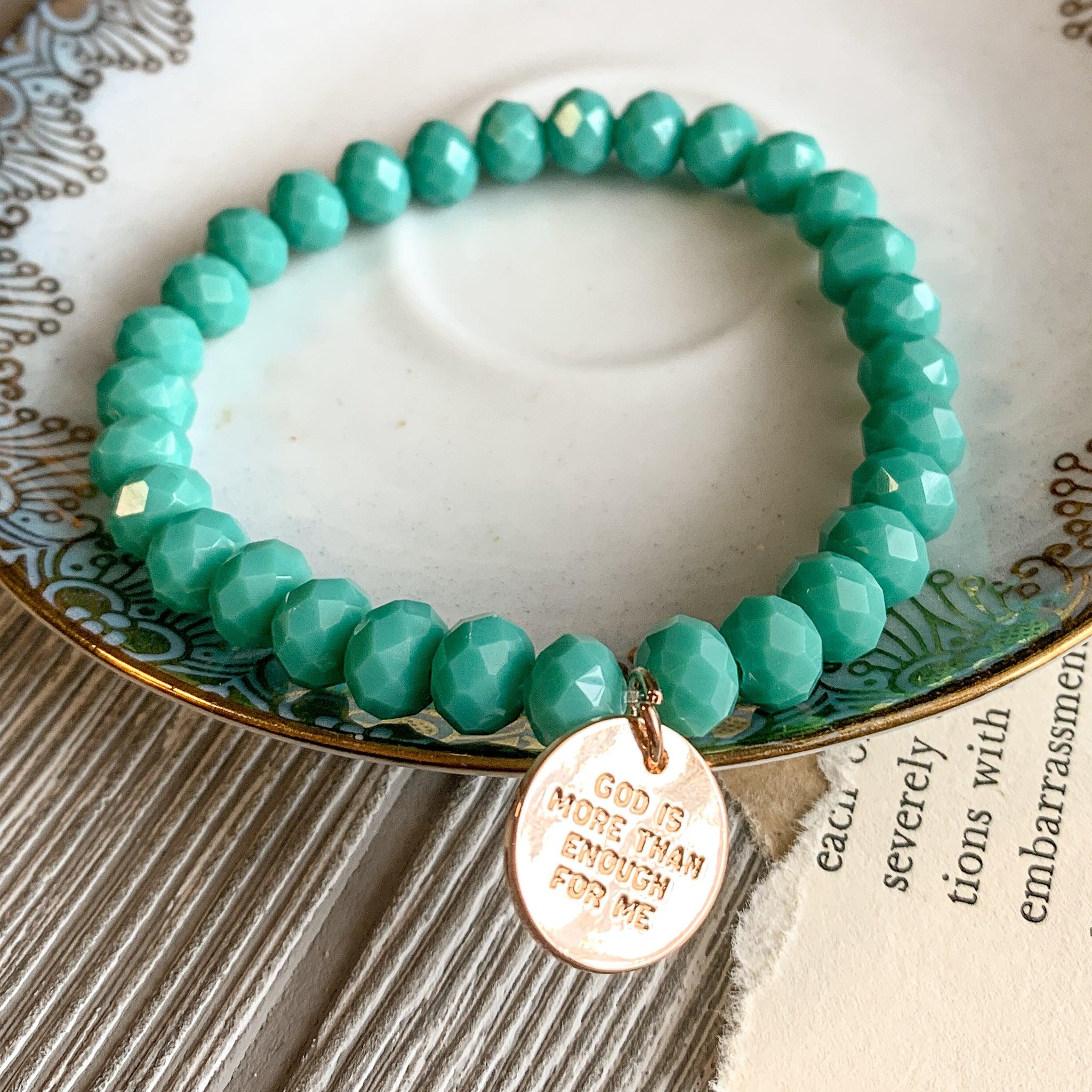 Loved, Seen & Known Teal Glass Bracelet - Image 3