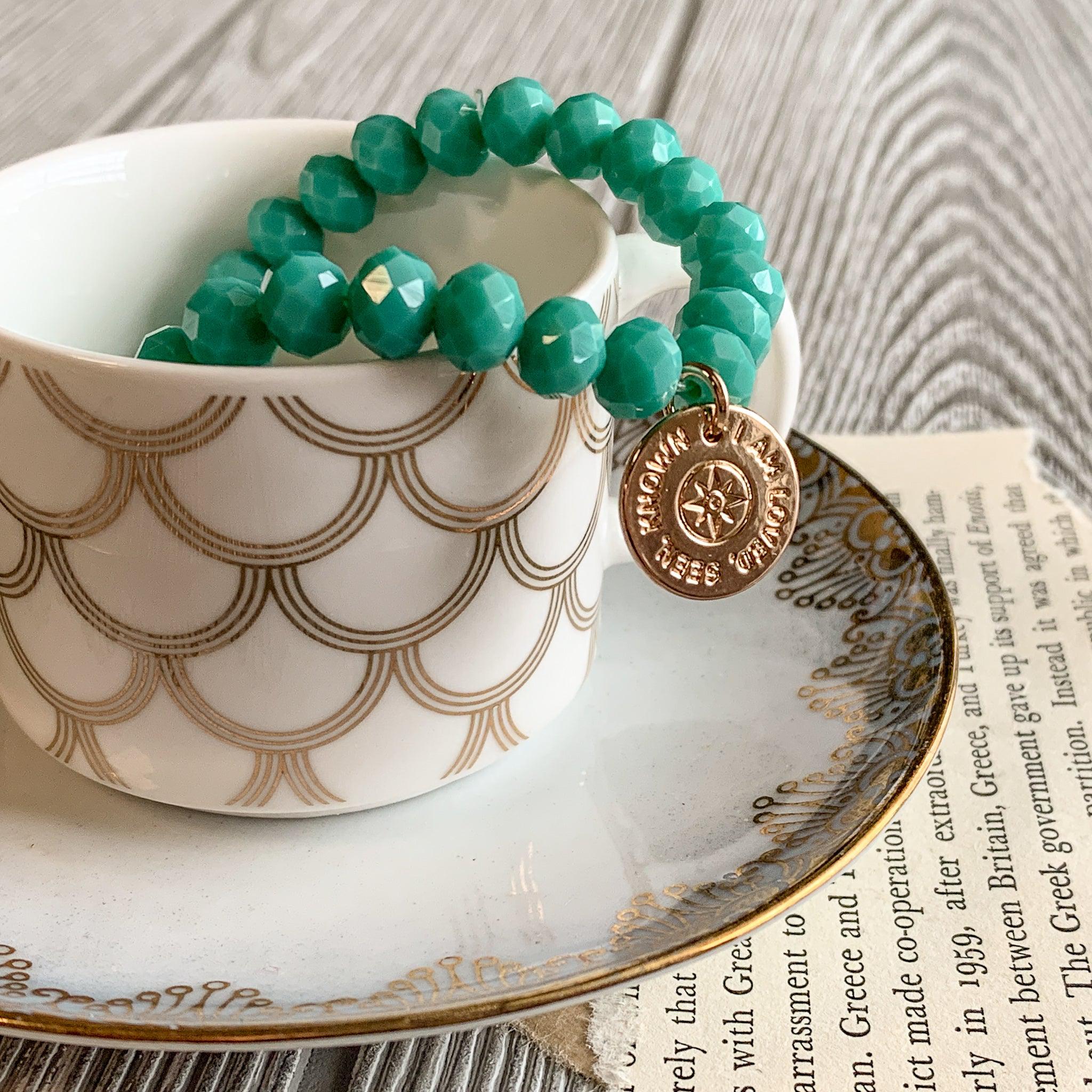Loved, Seen & Known Teal Glass Bracelet - Image 4