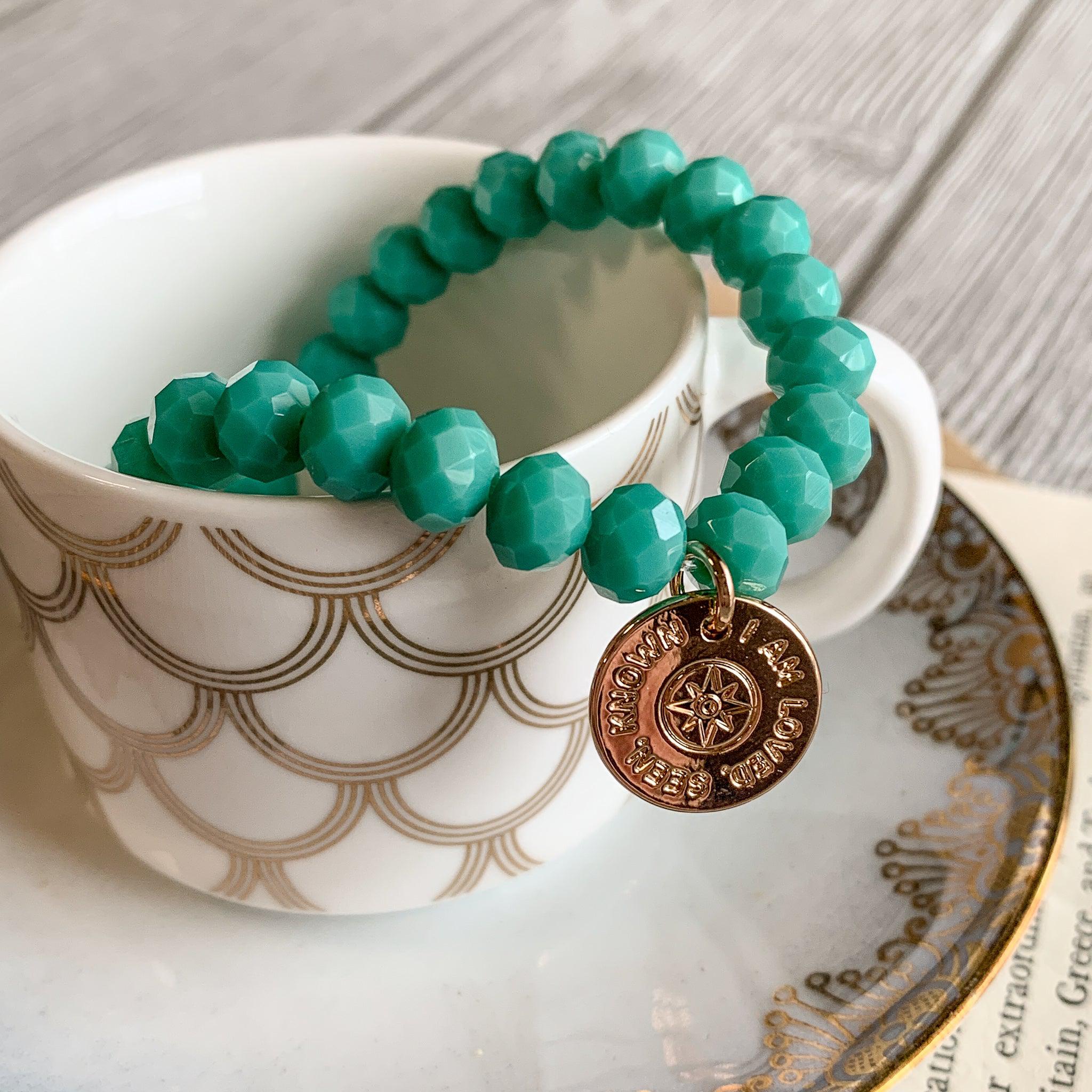 Loved, Seen & Known Teal Glass Bracelet - Image 5