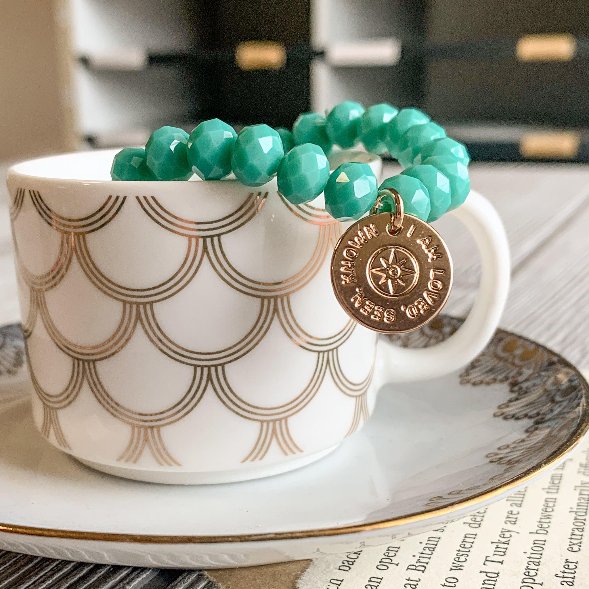 Loved, Seen & Known Teal Glass Bracelet - Image 6