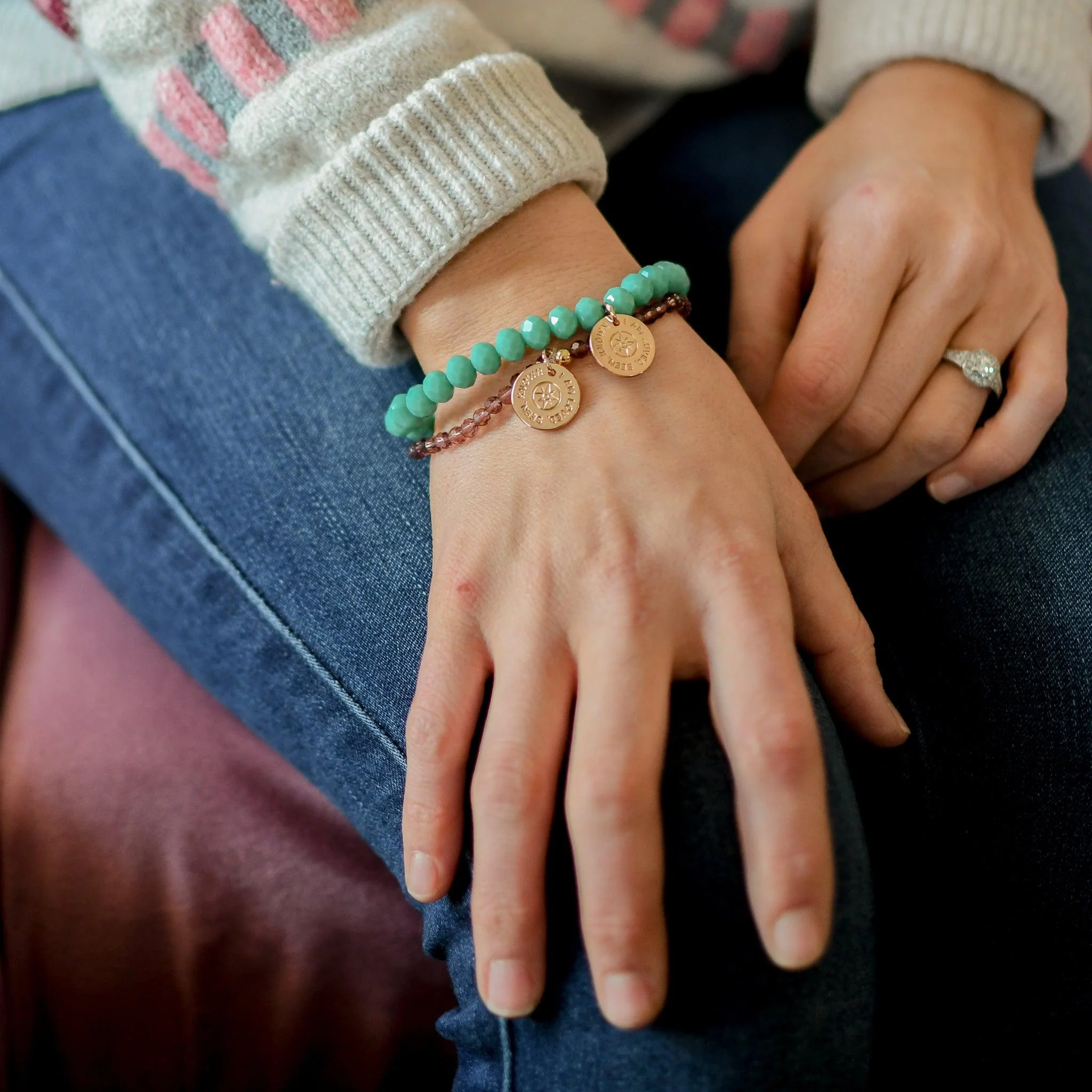Loved, Seen & Known Teal Glass Bracelet - Image 7